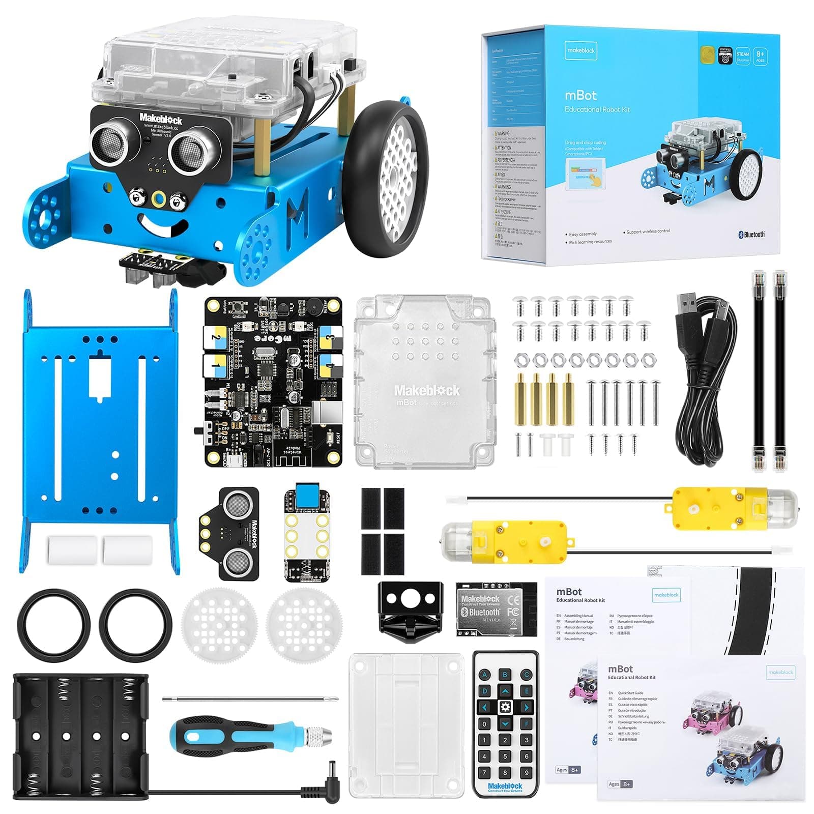 mBot Bluetooth Version Programmable Robot Kit for Kids to Learn Coding, Robotics and Electronics (Blue)