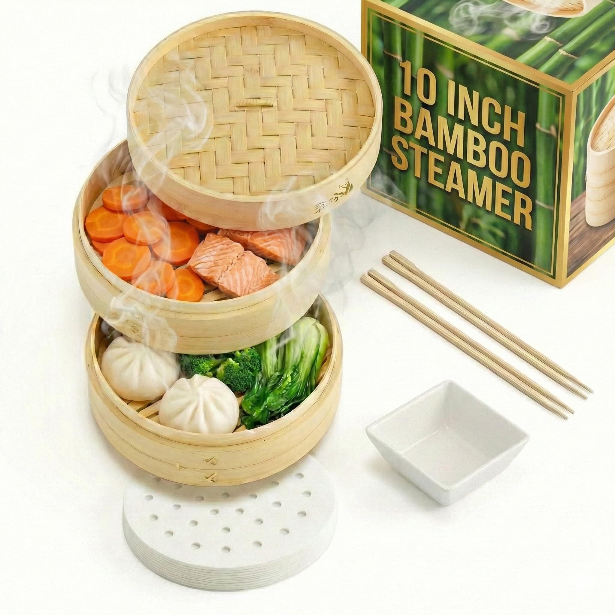 10-Inch Bamboo Steamer Basket
