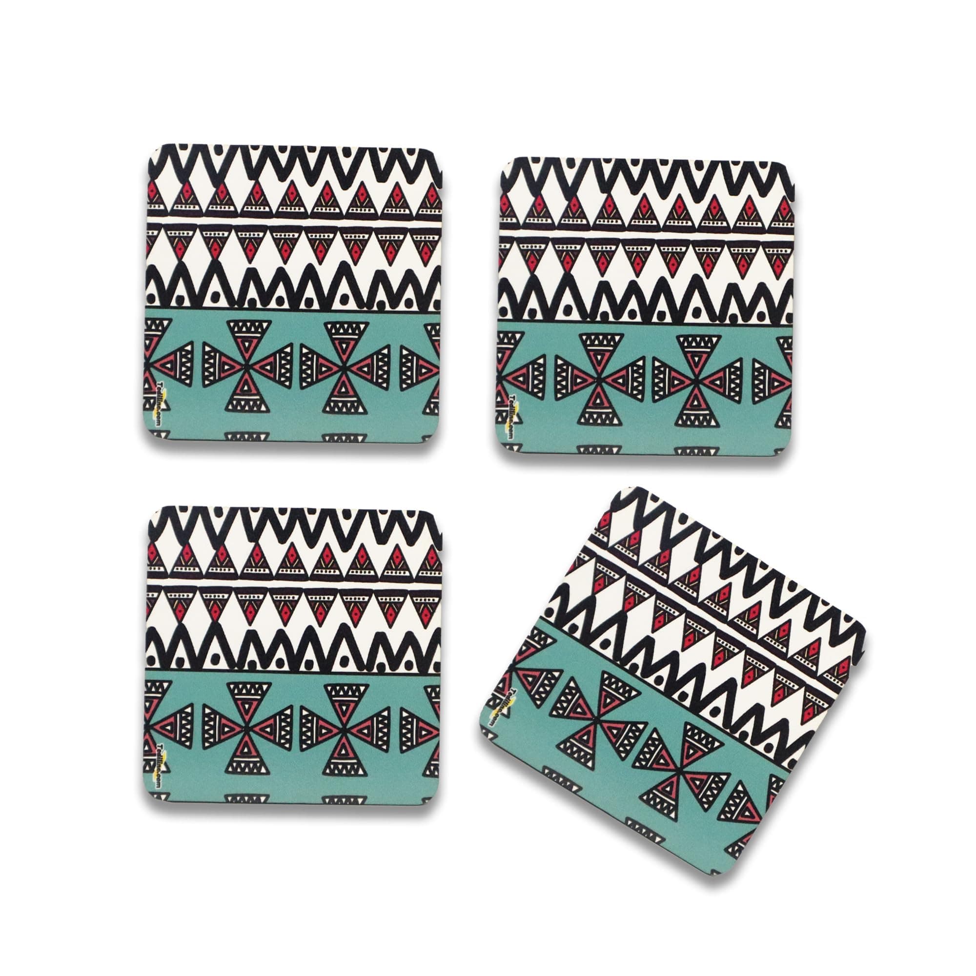 BRANDSFINITY-Tediline Coasters 4 Pack Square Medium Density Fibreboard Coaster Set (Pack of 4)