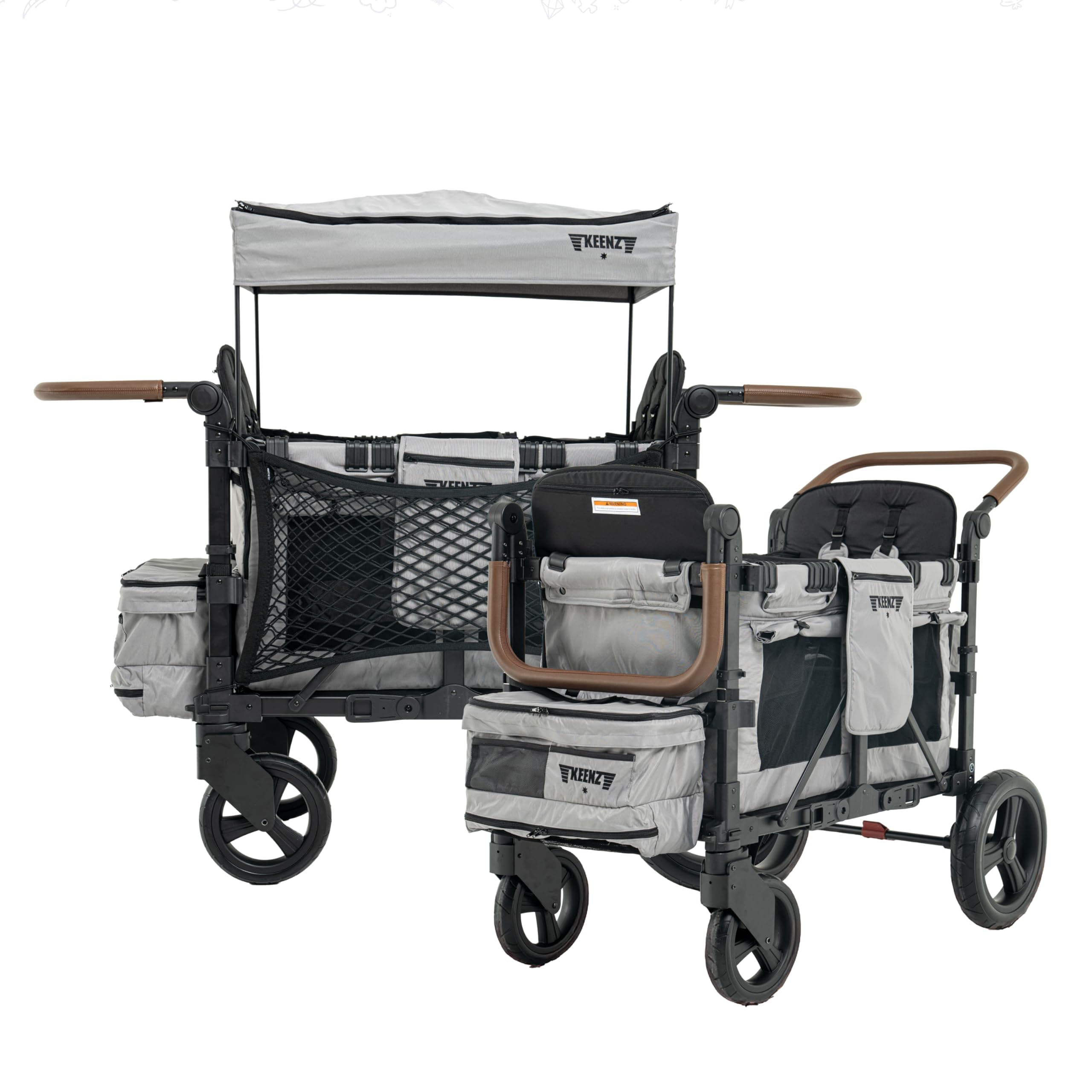 XC EVO - Luxury 2 Passenger Stroller Wagon for Kids | Foldable 2 Passenger Quad Seater with Adjustable Canopy | Gray