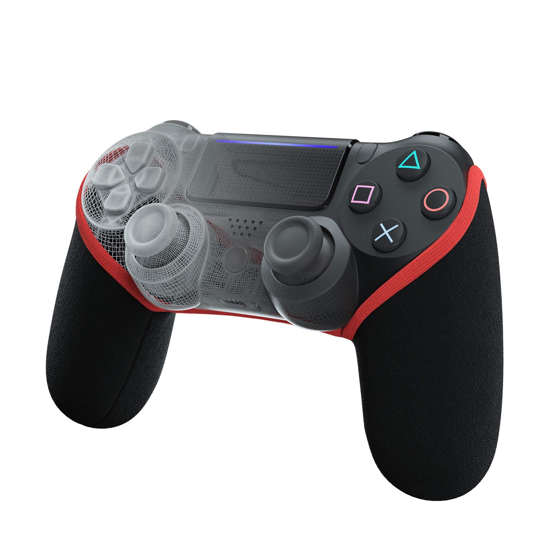 SMART GRIP Controller Case - Compatible with PS4 - The Ultimate Controller Anti-Sweat and Non-Slip Upgrade, Washable (Black/Red)