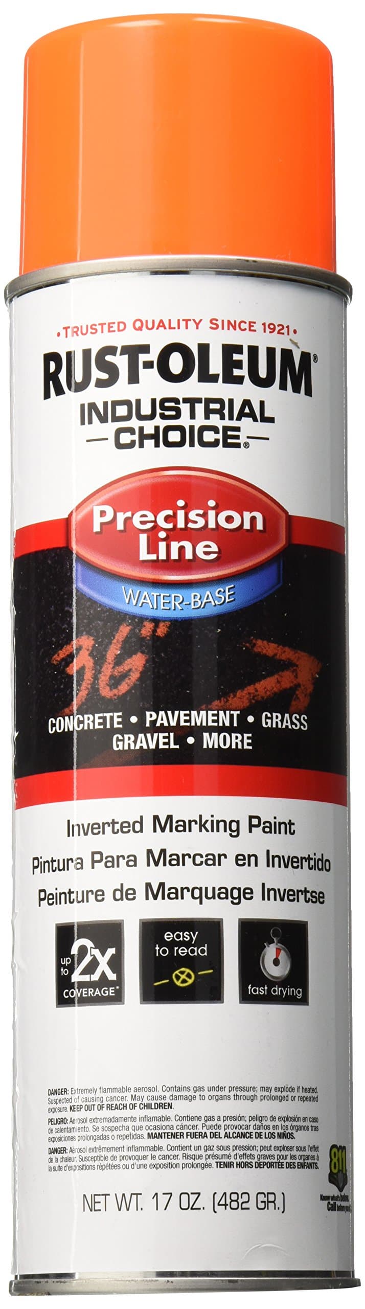 Rust-OleumIndustrial Choice M1800 System Water-Based Precision Line Marking Paint Light Orange 12 oz 203036