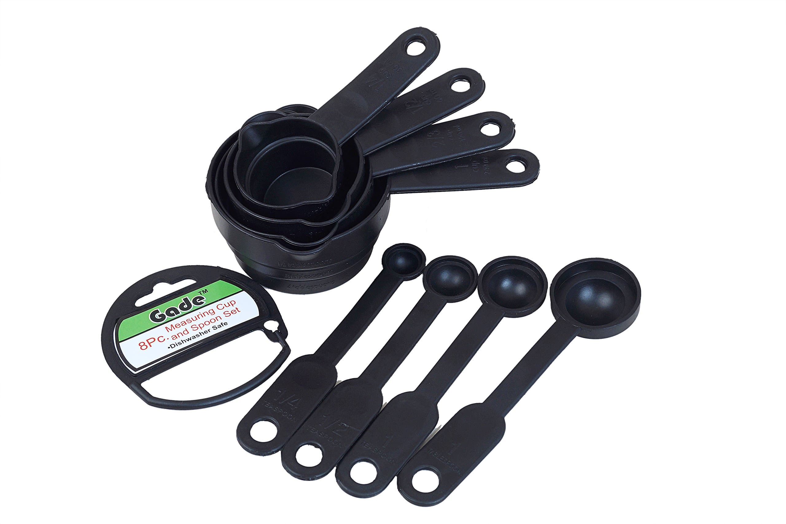 Plastic Measuring Spoon and Cup Set, 8-Pieces, Black