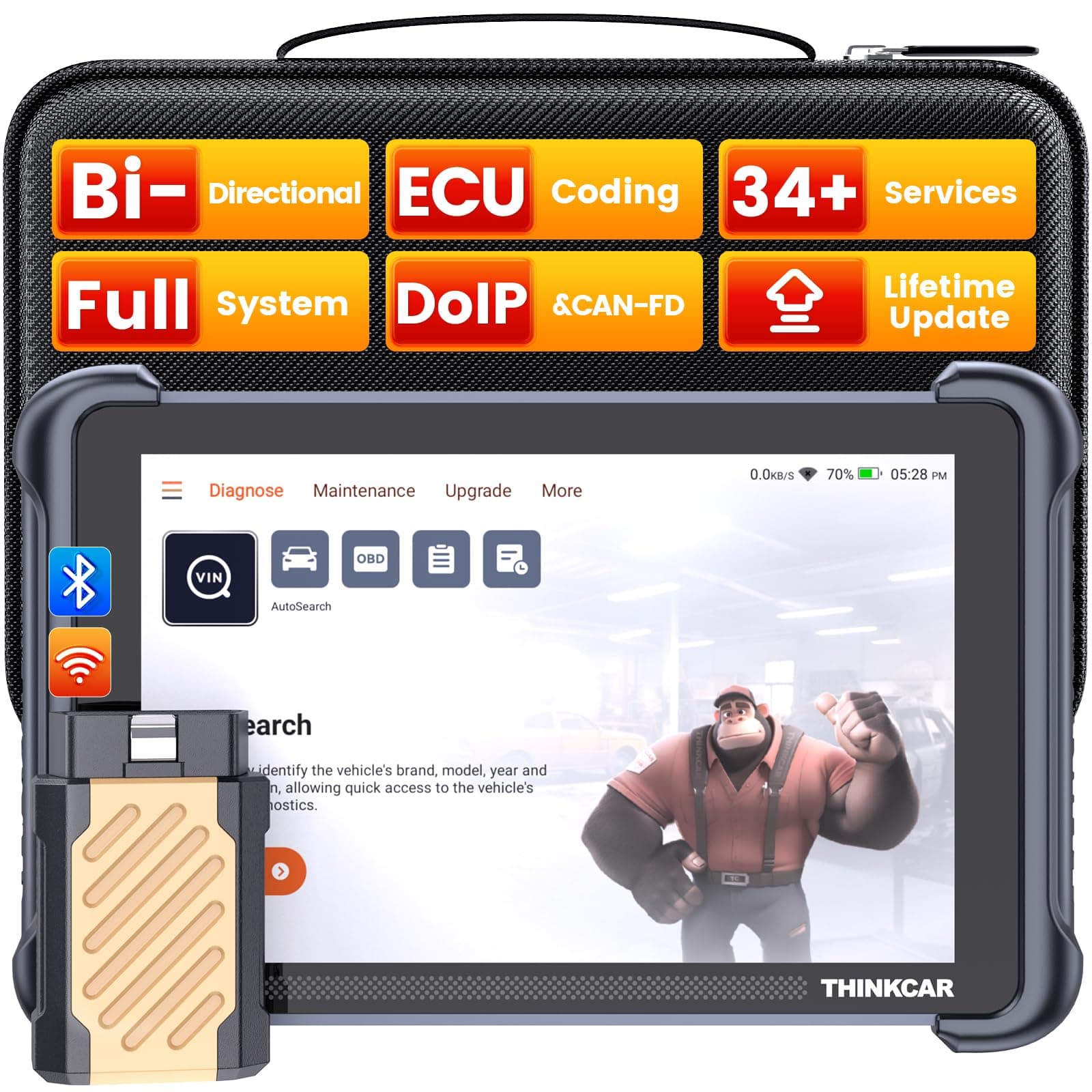 THINKCAR THINKSCAN 689BT Bi-Directional Scan Tool OEM Full System Diagnostic Scanner Bi-Directional OBD2 Scanner with ECU Coding More Than 34 Services FCA SGW Automatic Certification CANFD & DoIP Free Update
