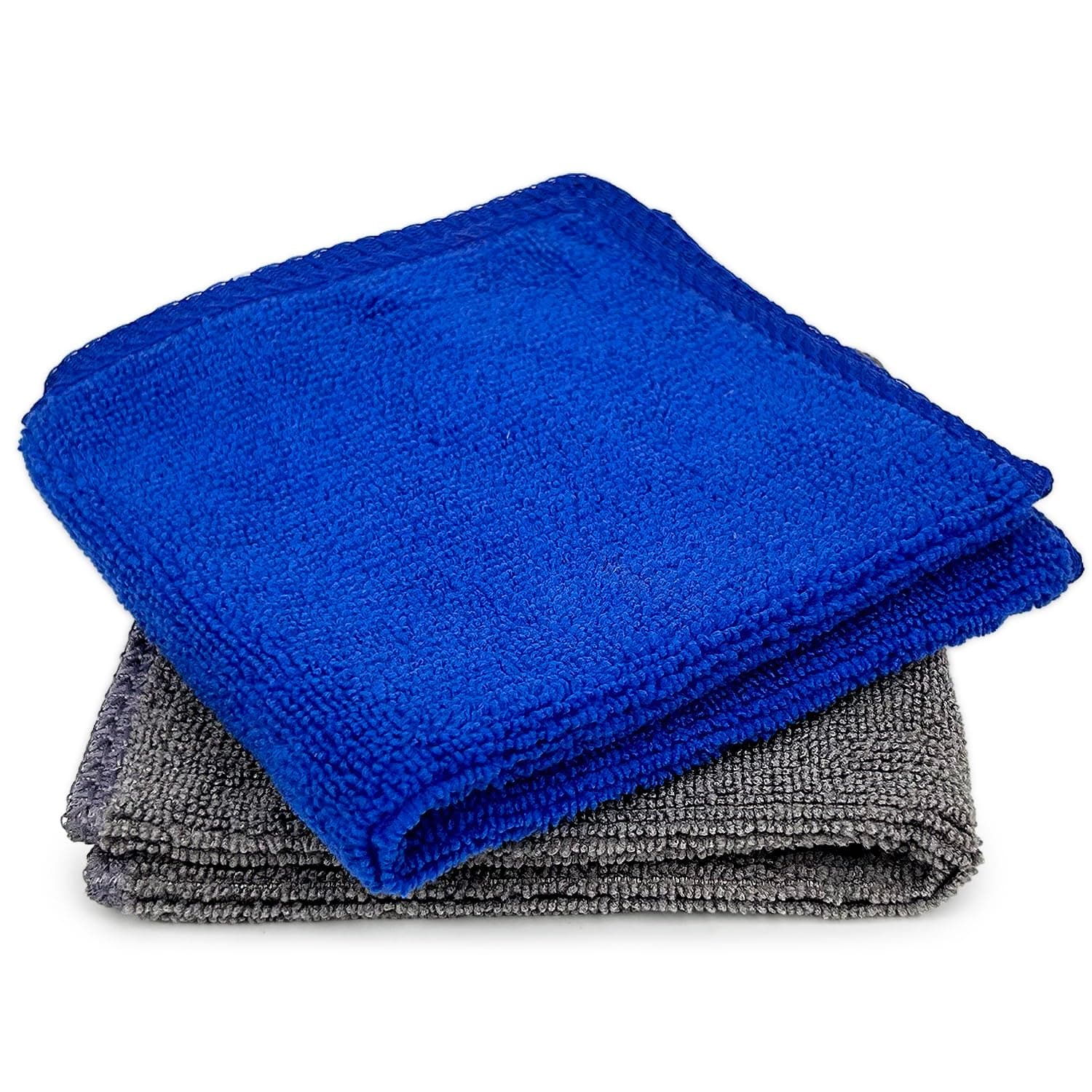 Microfiber Cloth - 2 pcs 25X25 cms 280 GSM Cleaning Kit Cloth for Laptop, Monitor, Camera Lens, Binoculars, TV Projector, Electronics (Grey-Blue)