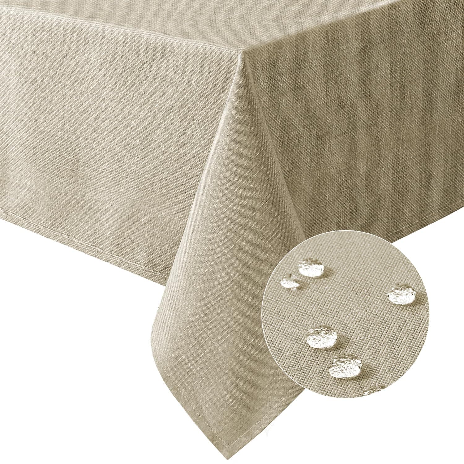 Linen Textured Table Cloths Rectangle 60 x 104 Inch Premium Solid Tablecloth Spill-Proof Waterproof Table Cover for Dining Buffet Feature Extra Soft and Thick Fabric Wrinkle Free, Taupe