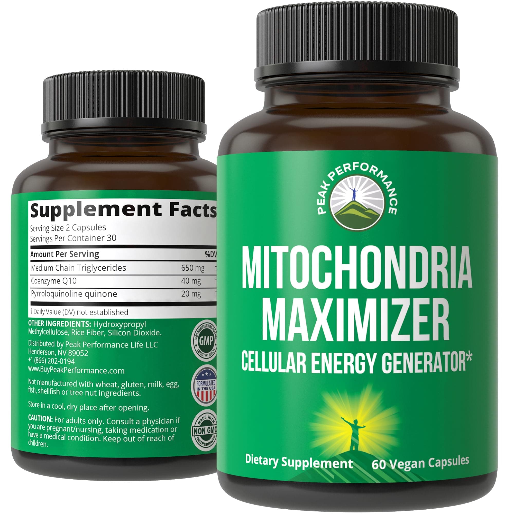 Mitochondria Maximizer with CoQ10 and Active PQQ. Best Mitochondrial Support Supplement with MCT Oil. Natural Cellular Generator for Clean, Energy Support. 60 Vegetarian Capsules