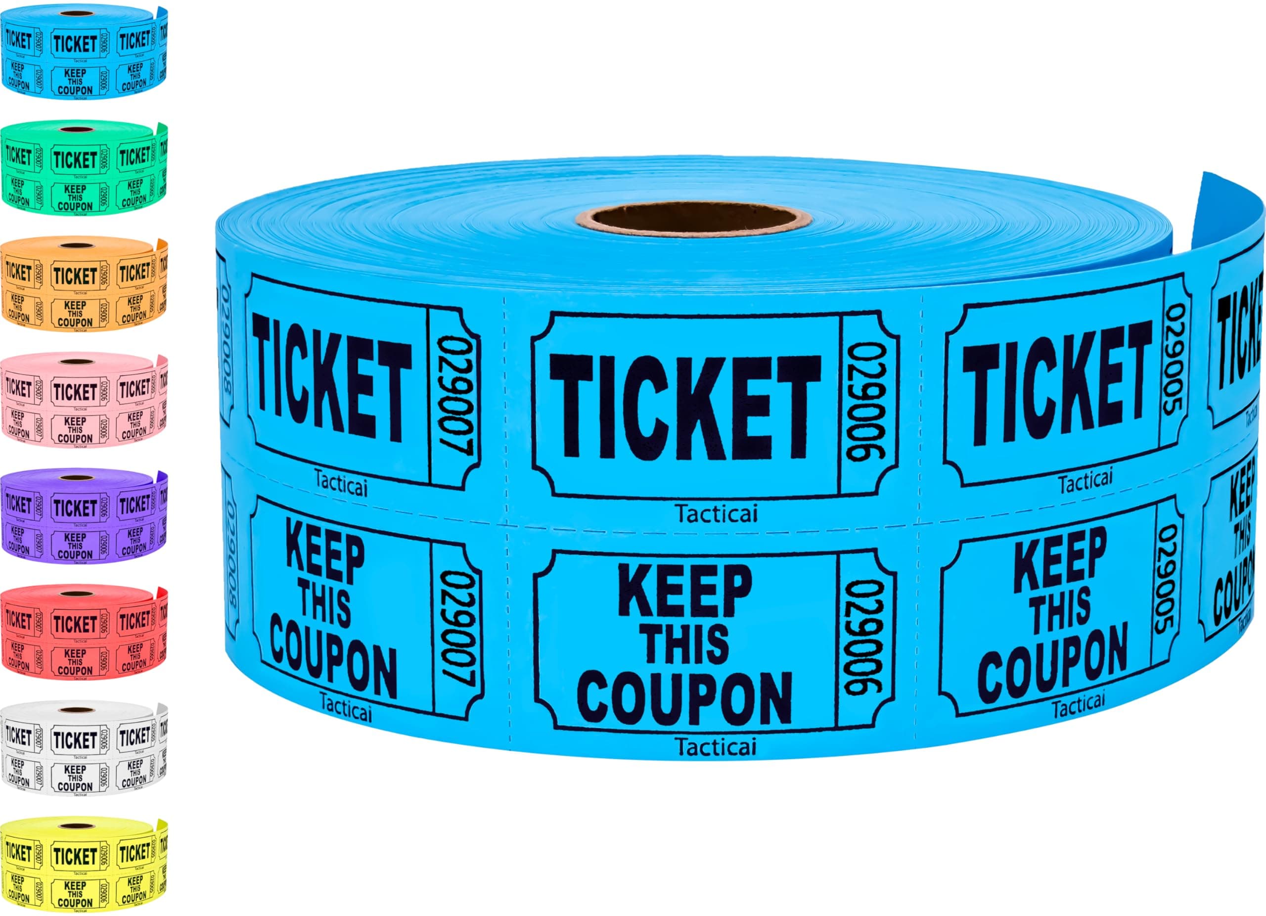 Tacticai 1000 Blue Raffle Tickets ( ), Double Roll, 2" X 2" Ticket For Events, Entry, Class Reward, Fundraiser & Prizes