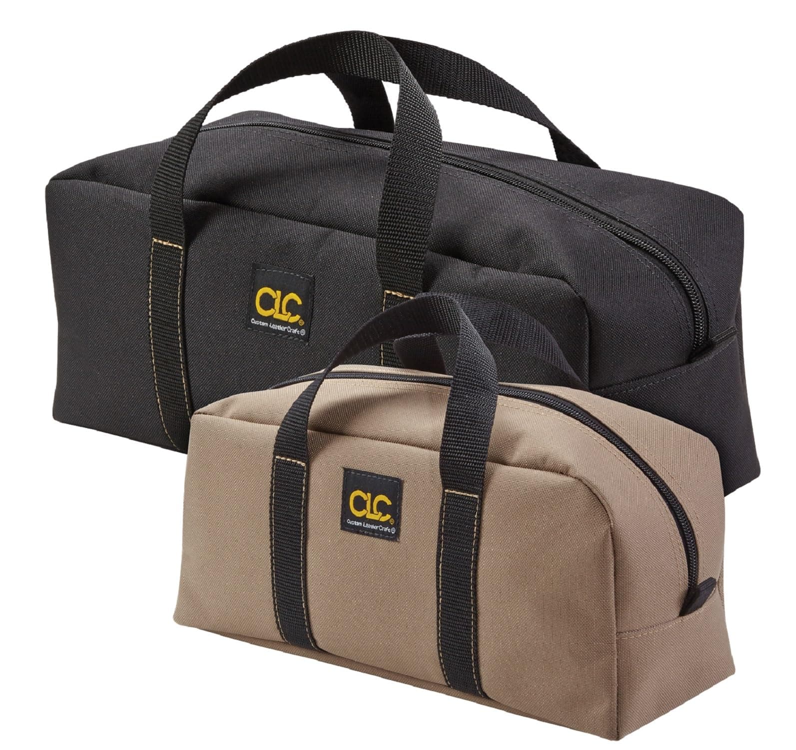 Custom Leathercraft1107 2 Pack Medium and Large Utility Tote Bag Combo,Black/Beige