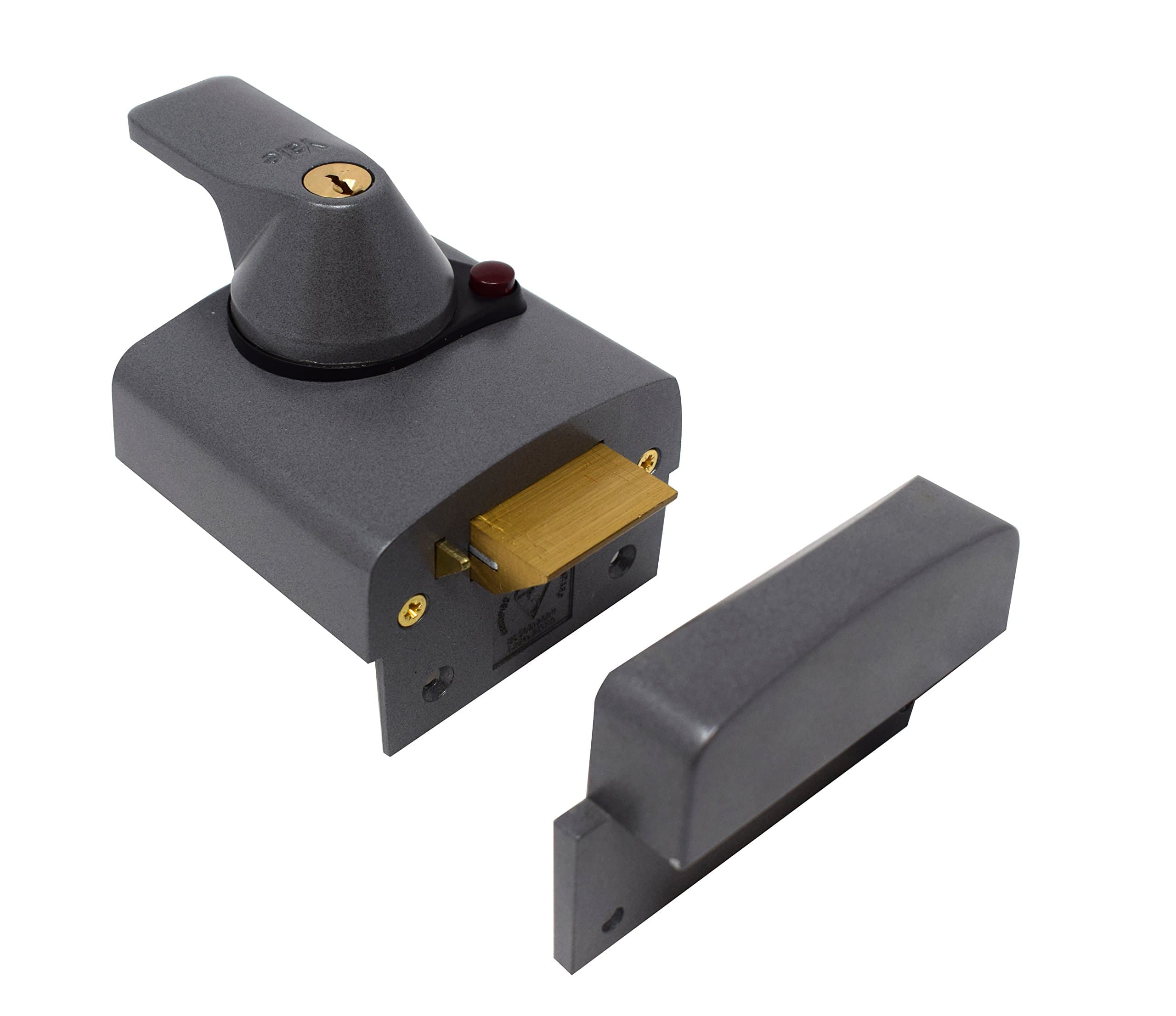 YaleP-BS2-DMG-PB-40, BS2 British Standard Nightlatch, Dark Metallic Finish, High Security Approved by Insurance Companies, Dark Metallic Gray, 40 mm