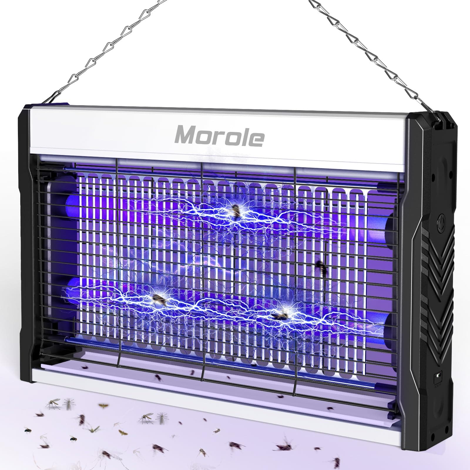 Fly Zapper, Electric Bug Zapper USB-C Plug, Powerful Fly Killer Attracting Mosquito with UV Light, Mosquito Killer Insect Trap for Indoor Outdoor, Bug Catcher with Washable Tray, Hangable Chain