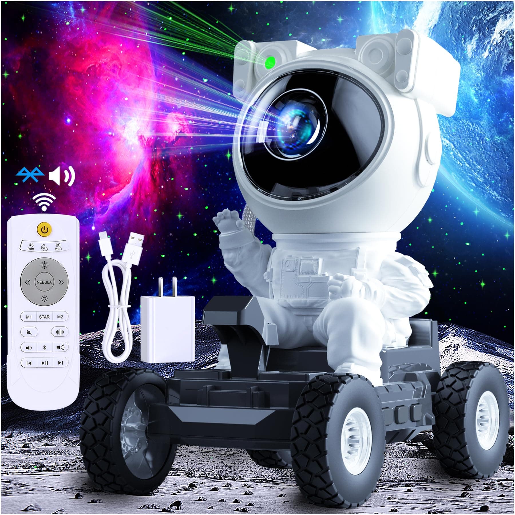 Astronaut Galaxy Projector Star Night Light, Space Man Buddy Starry Nebula Ceiling Planetarium LED Projector Lamp Gift for Kids Room Adults Bedroom, with Remote Timer Bluetooth Speaker