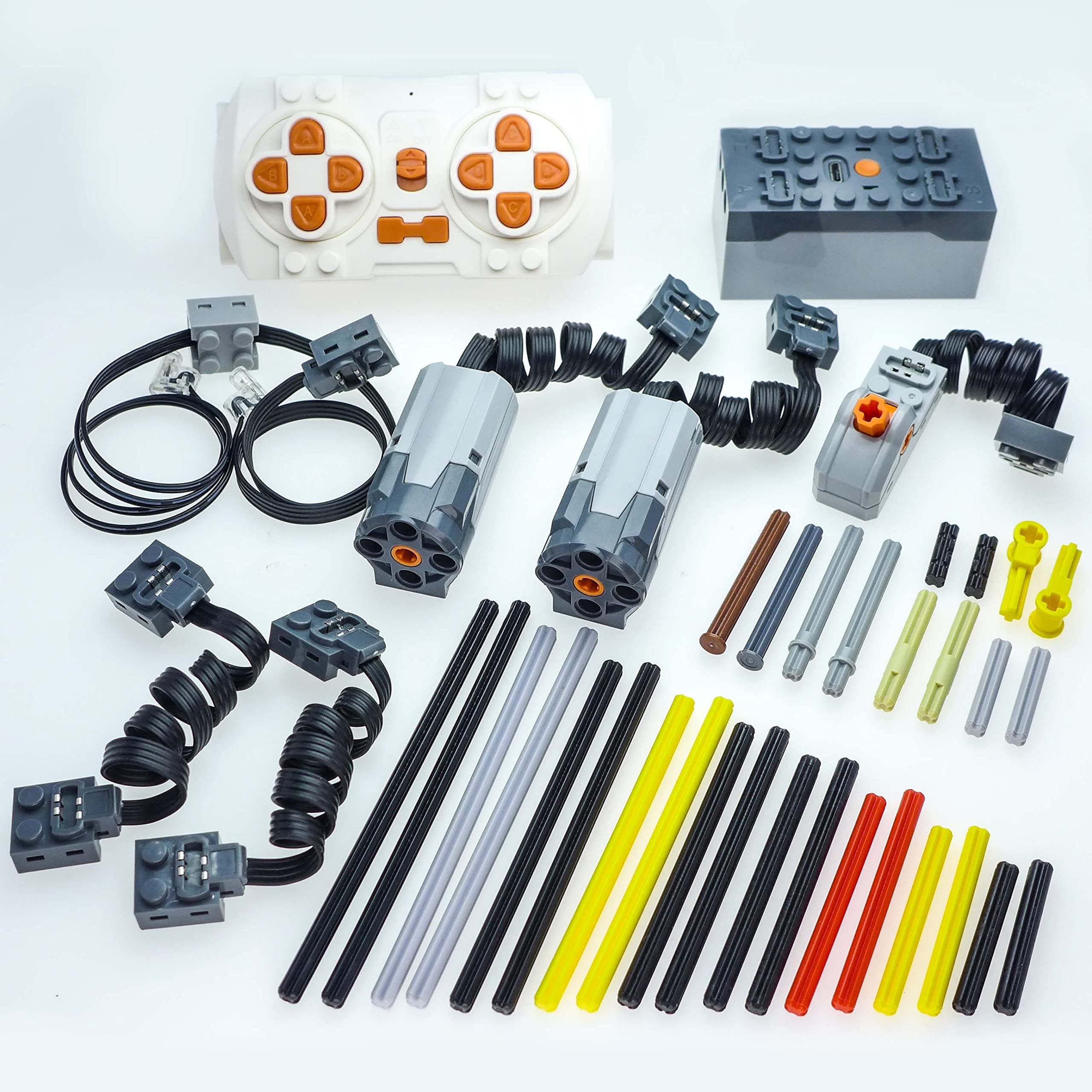 LSTEM 38 PCS Power Functions Set, M-Motor, Bluetooth Remote Control, Bluetooth Control Box, Light, Extension Wire Compatible with Powered UP Smart Toys, Suitable for Technic Creations EV3 MOC