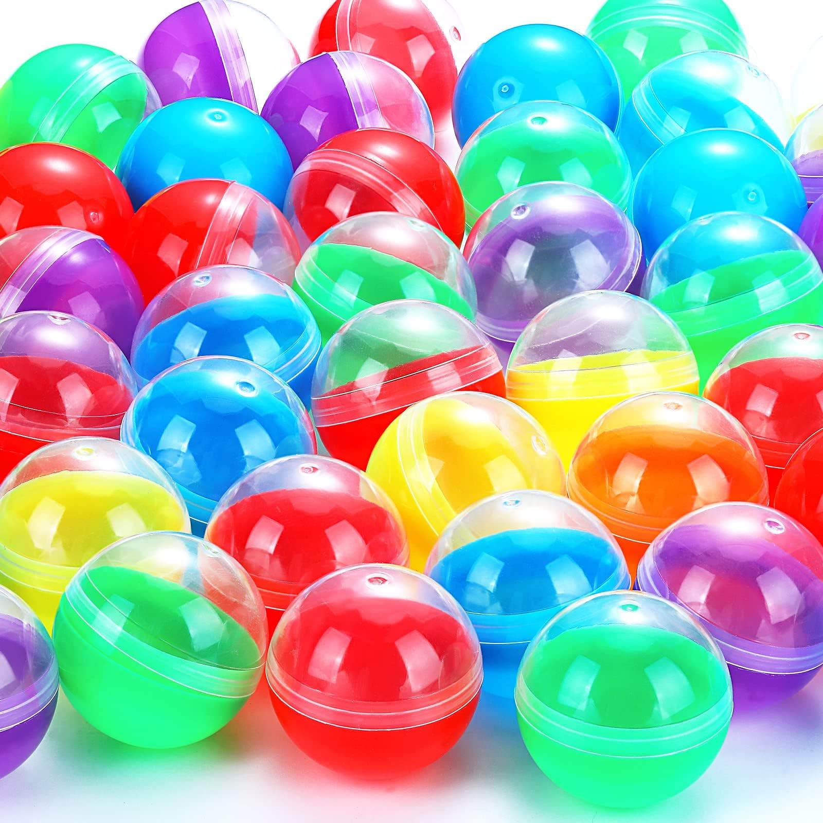TERRIFI 150 Pcs Gumball Vending Machine Capsules - Empty Clear Colored Round Containers, Random Colors Plastic Containers Toy for Candy Party Favor Prizes & Party Favors (1.8 Inch)