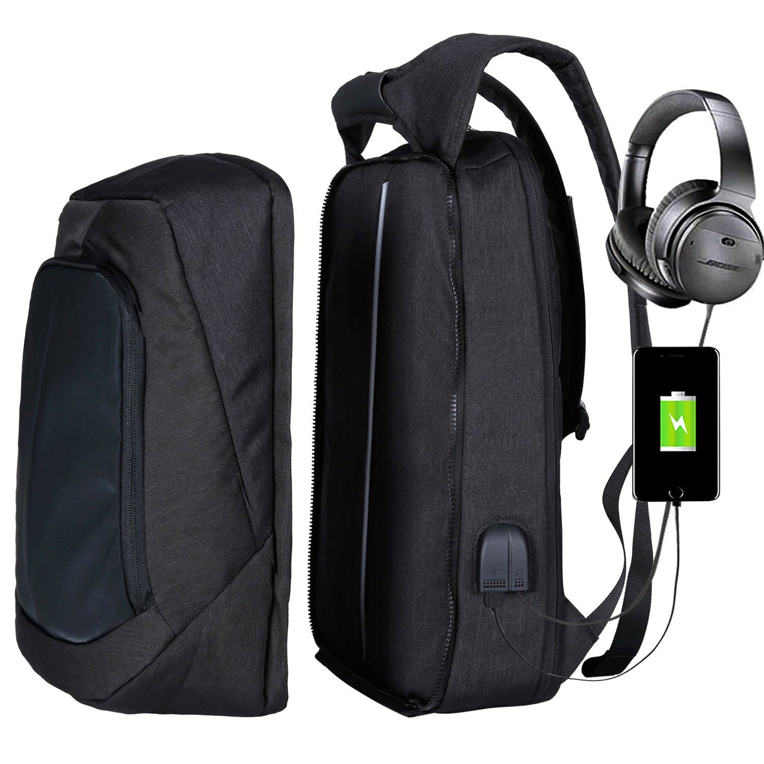 Della Gao Laptop Backpack, Business Backpack Bag with USB Charging Port,Water Resistant School Rucksack for Men Women for 15.6-17 Inch Laptop and Notebook for Travel,College,Office-Black