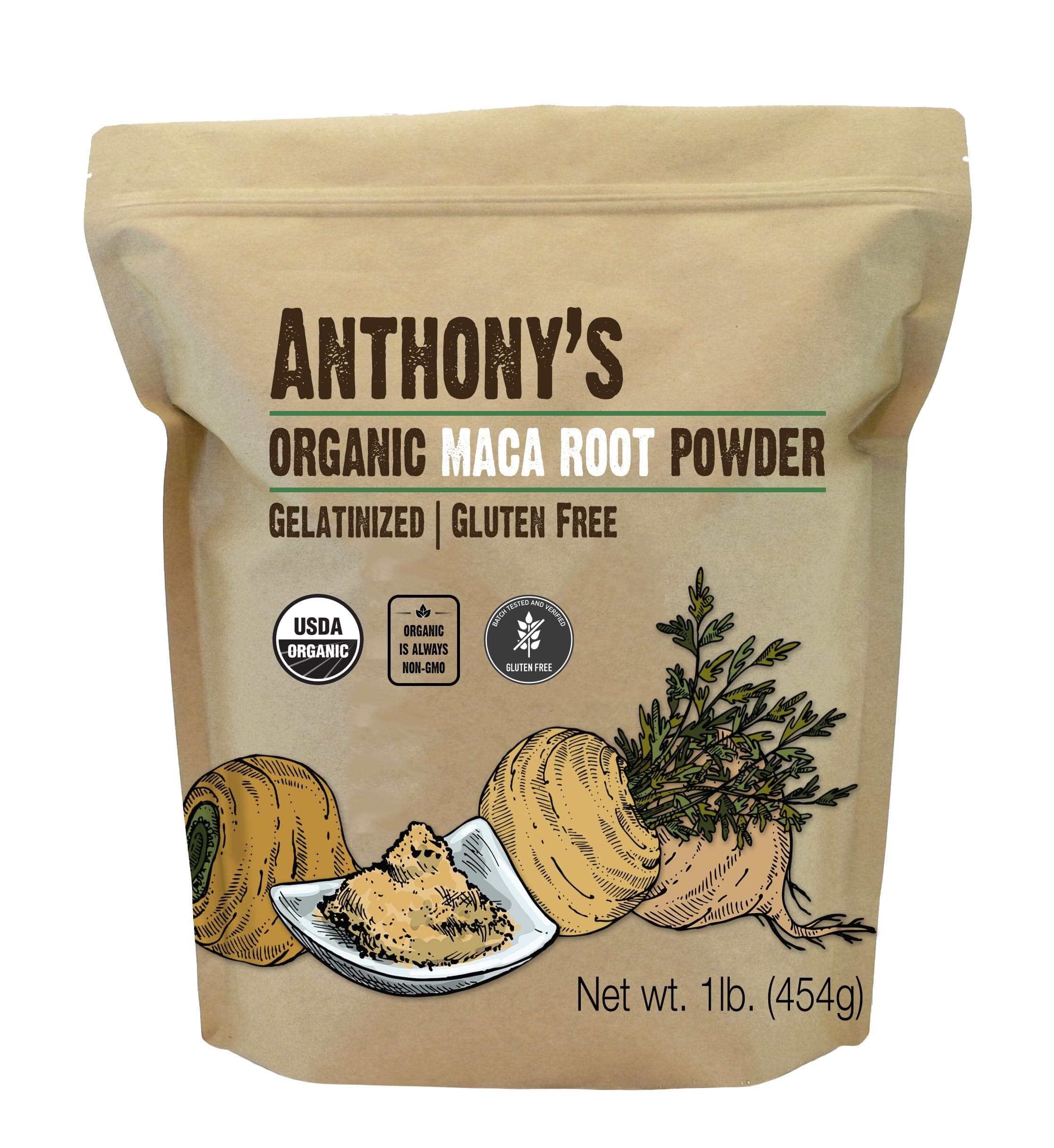 Organic Maca Root Powder, 1 lb, Gelatinized for Enhanced Bioavailability, Gluten Free & Non GMO