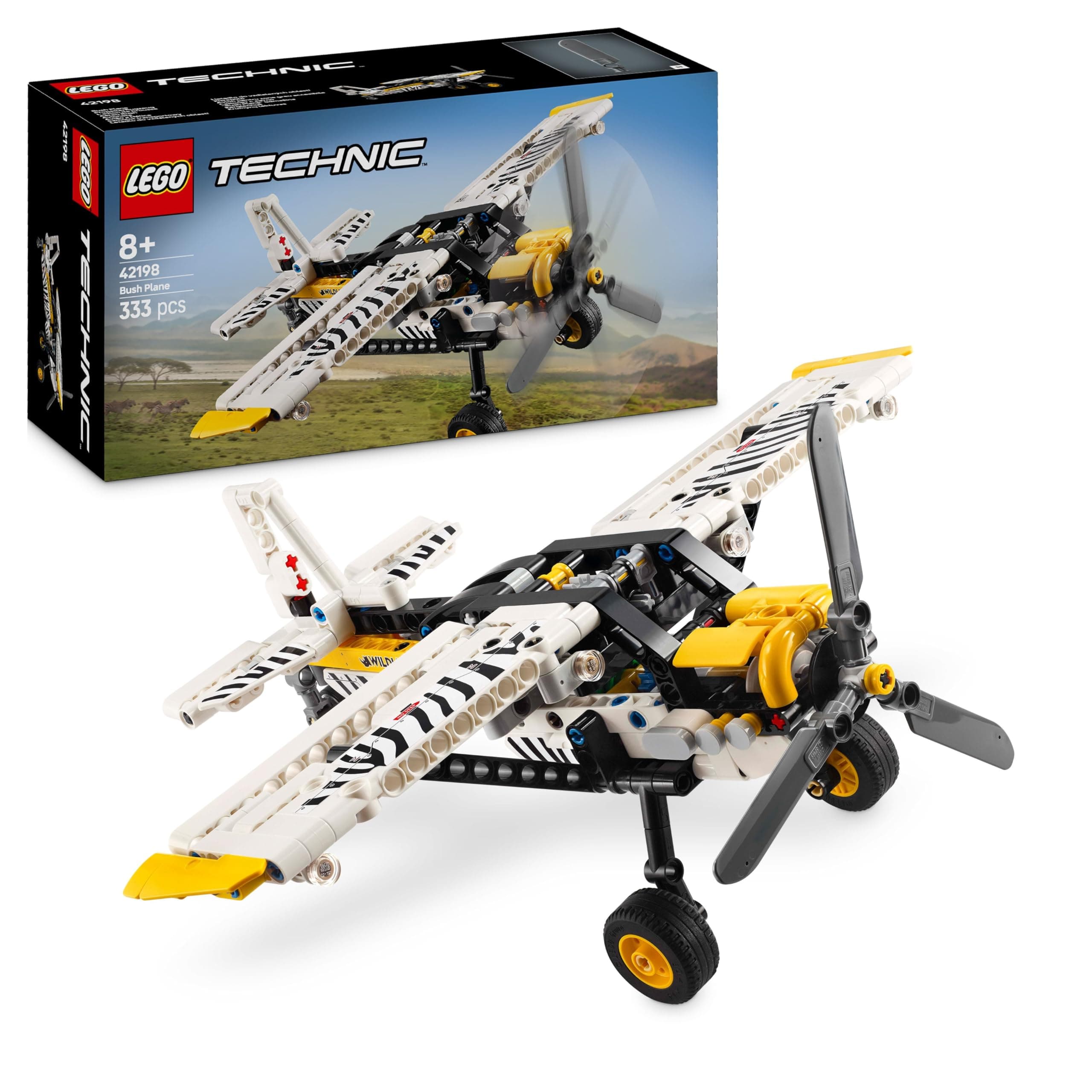 Technic Bush Plane Toy - Model Airplane Set for 8+ Year Old Boys & Girls - Spinning Propeller and Piston Engine for Imaginative Role Play - Kids' Birthday Gift Idea 42198