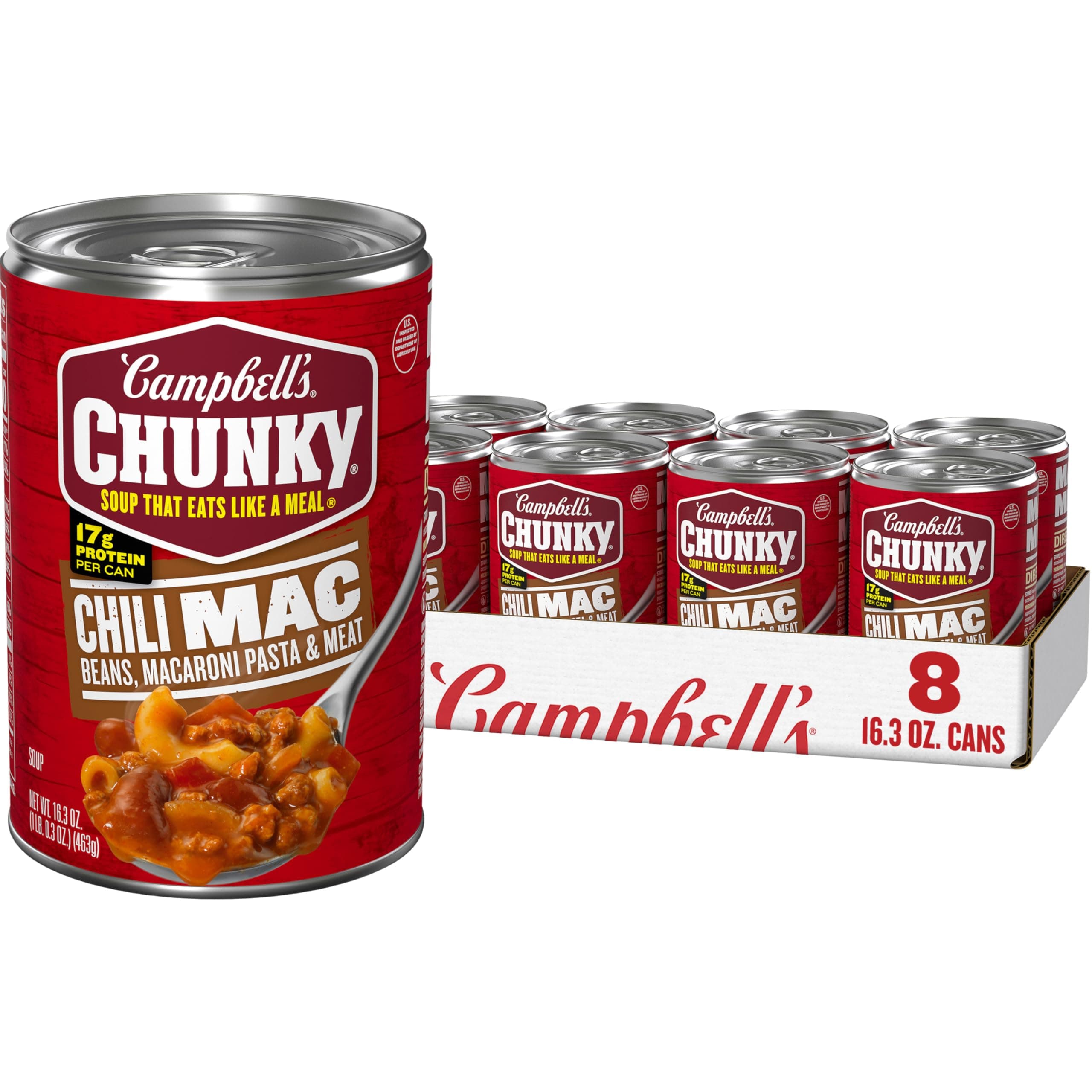Campbell's Chunky Soup, Chili Mac, 16.3 Oz Can (Case of 8)