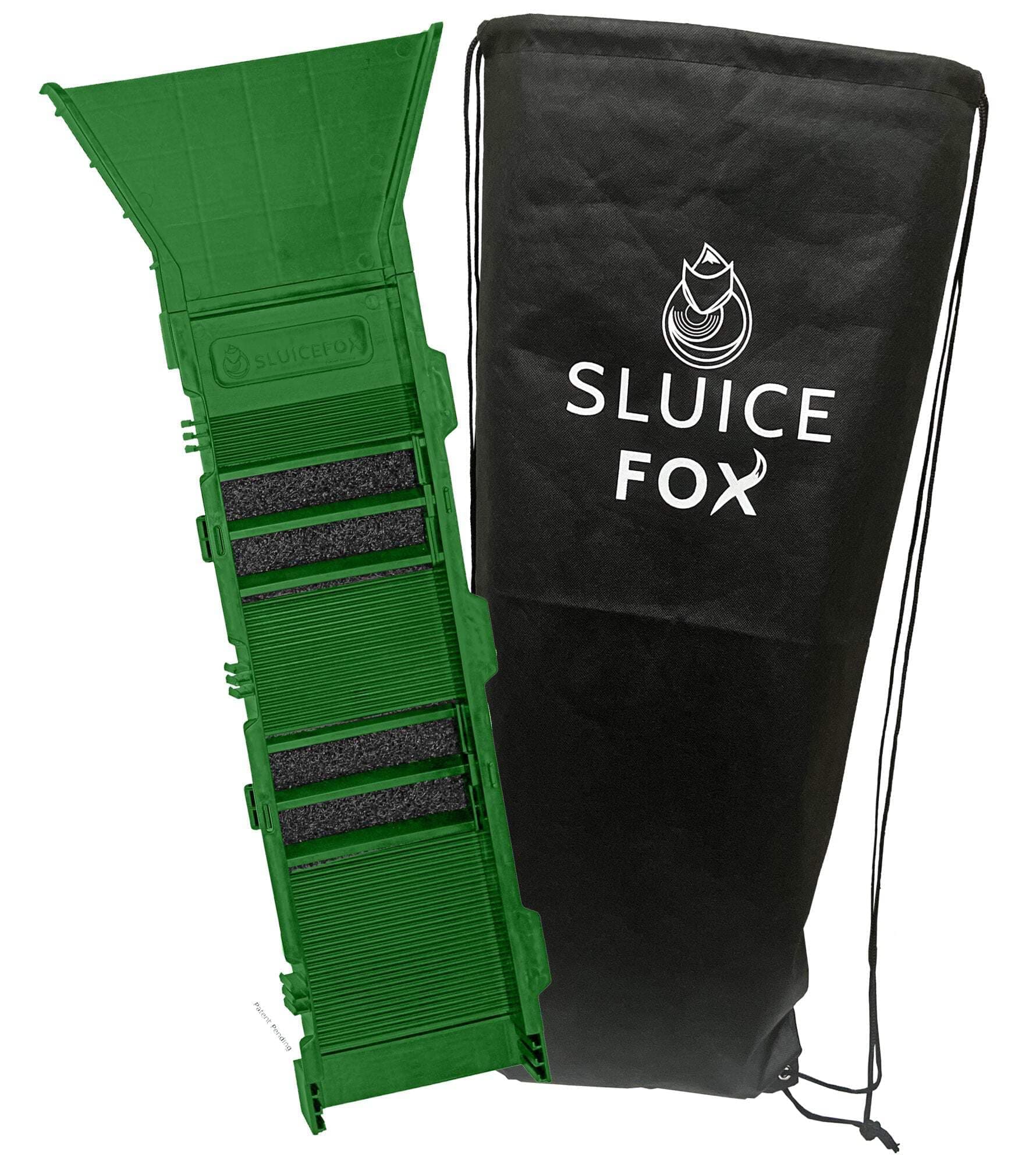 Sluice Fox Portable Expandable Sluice Box for Gold Mining and Prospecting; Includes Miner's Moss, Hungarian Style riffles, and deep V riffles. Essential Tool for Gold panning Kits