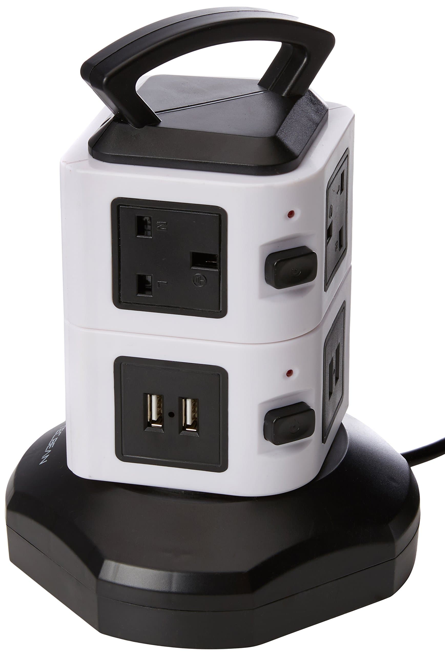 Sowow travel adapter, Black, 4 USB 6 AC