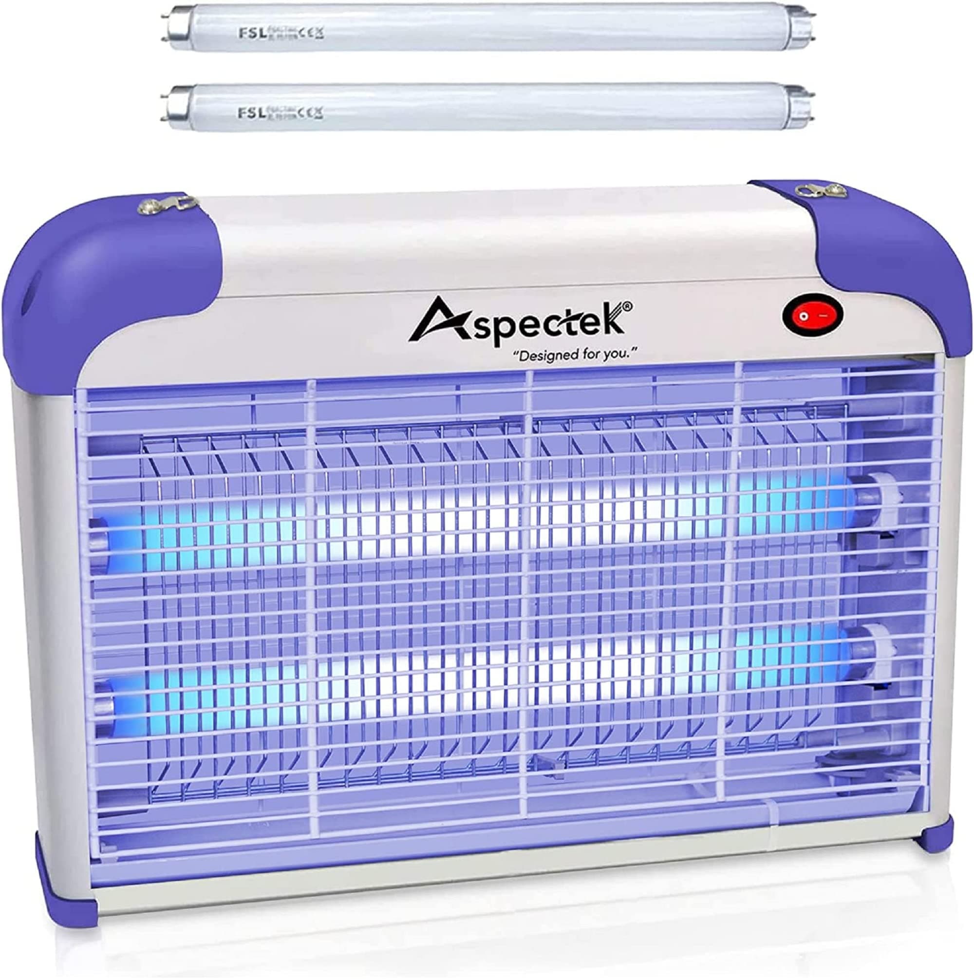 ASPECTEK 20W Indoor Bug Zapper, Insect Killer, Powerful UV Lamp Attracts Flying Insects Like Mosquito, Fungus Gnat, Moth, 2800V Includes 2 Replacement Bulbs