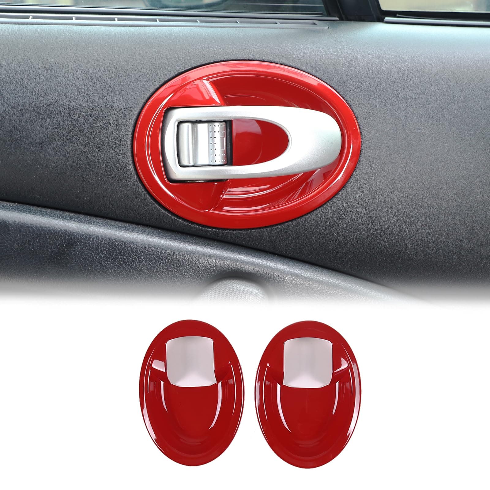 Inner Door Bowl Panel Cover Trim for Mitsubishi Eclipse 2006-2011, 2PCS ABS Material Car Inner Door Handle Bowl Panel Frame Protector Accessories (Sports Red)