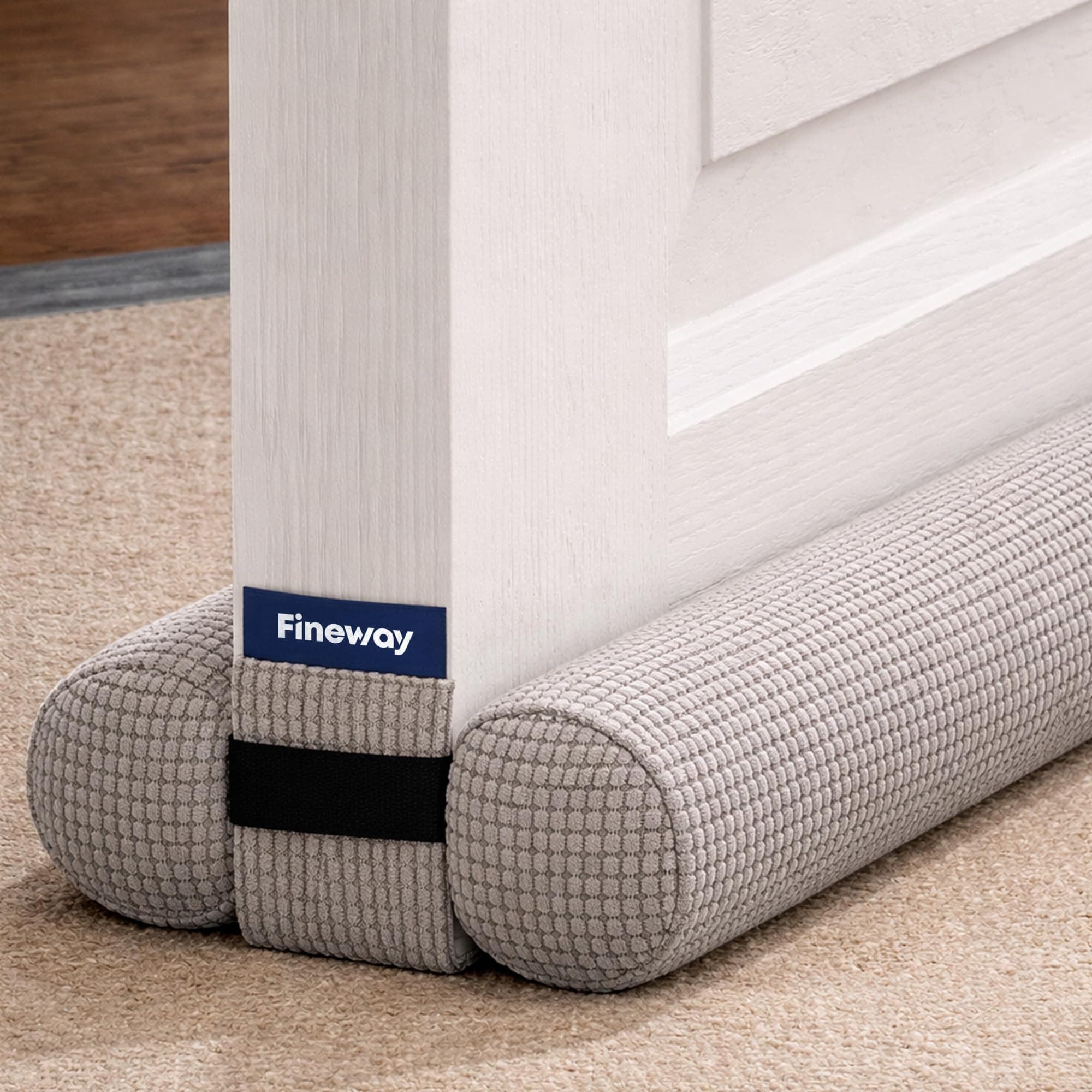 Fineway Under Door Draught Excluder for Doors - 80cm Double-Sided Interior Door Draft Excluder for Doors, Cold Air and Noise & Wind Blocker - Fits Standard UK Doorframe - Pack of 1