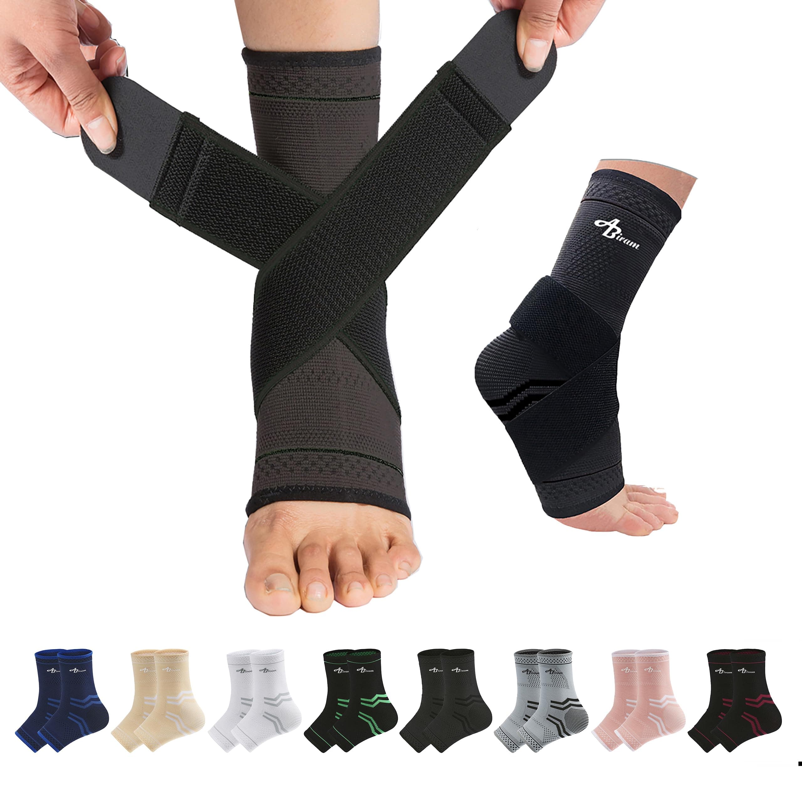 Foot Sleeve (Pair) with Compression Wrap, Ankle Brace For Arch, Ankle Support, Football, Basketball, Volleyball, Running
