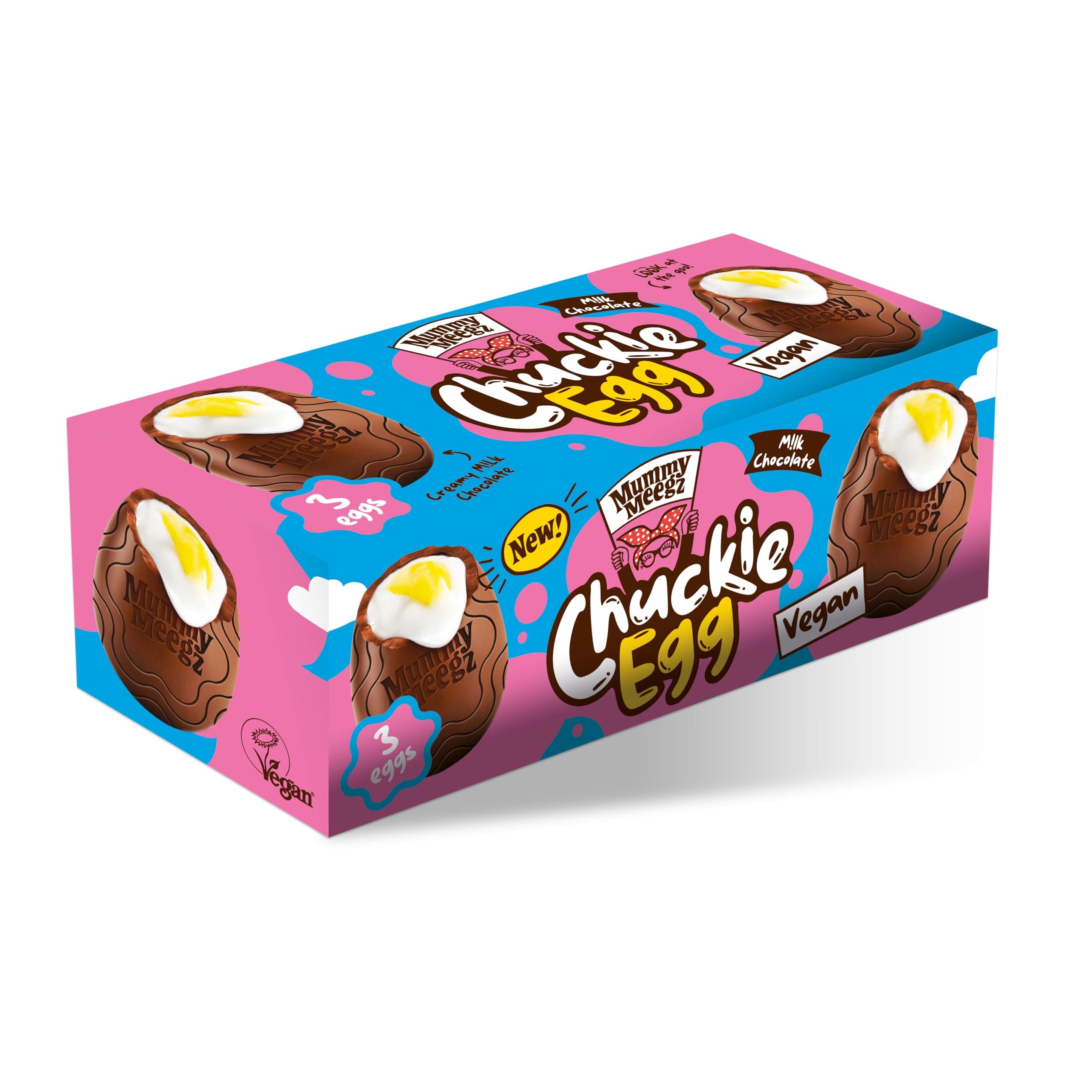Mummy Meegz Chuckie Egg Multipack (3 Vegan Chocolate Eggs) - Chocolate Multipack with Creamy Shell and Gooey Fondant Centre, Individually Wrapped, No Palm Oil