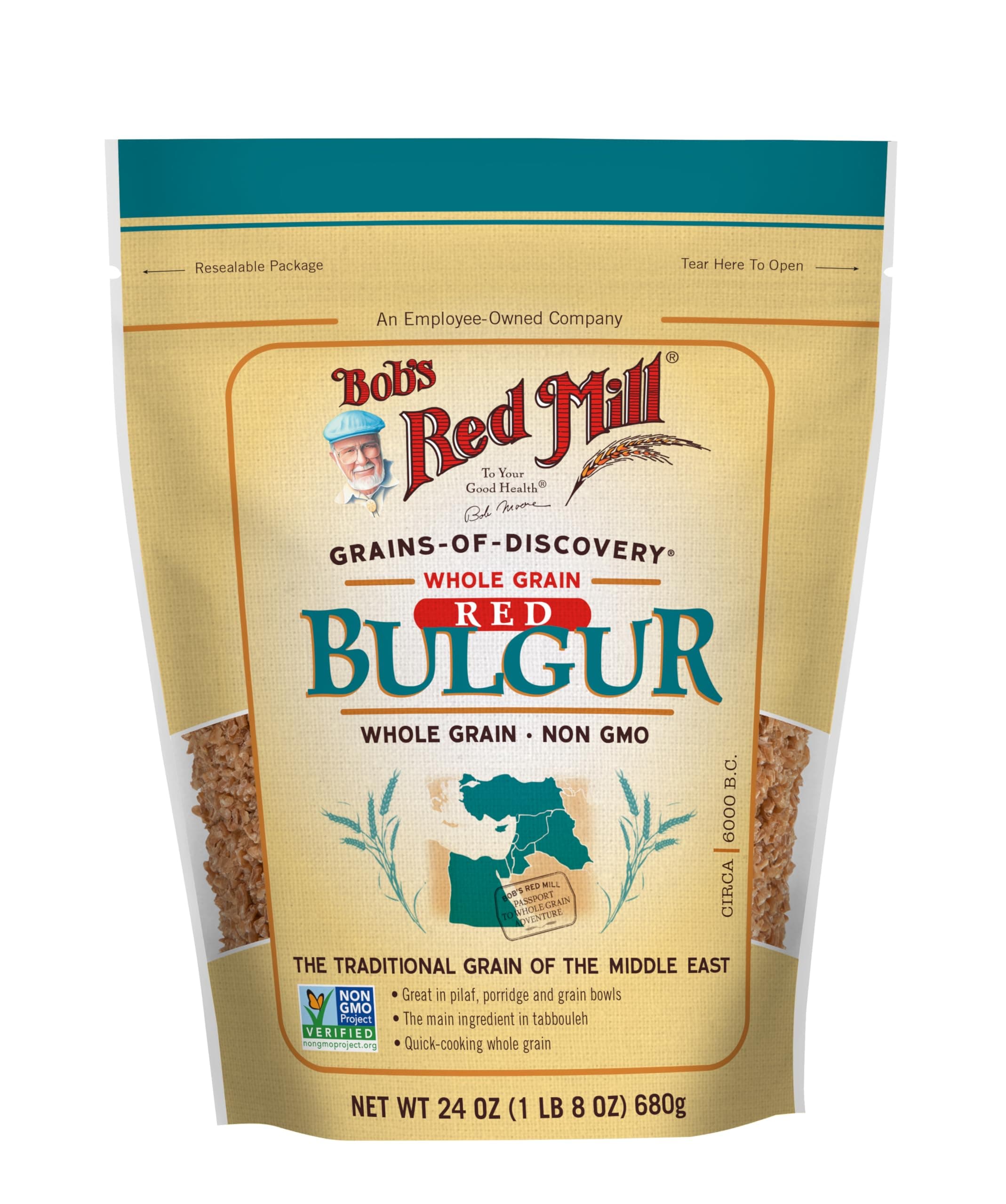 Bob's Red Mill Red Bulgur/Red Wheat, 24oz (Pack of 1)- Whole Grain, Non GMO, Vegan, Kosher