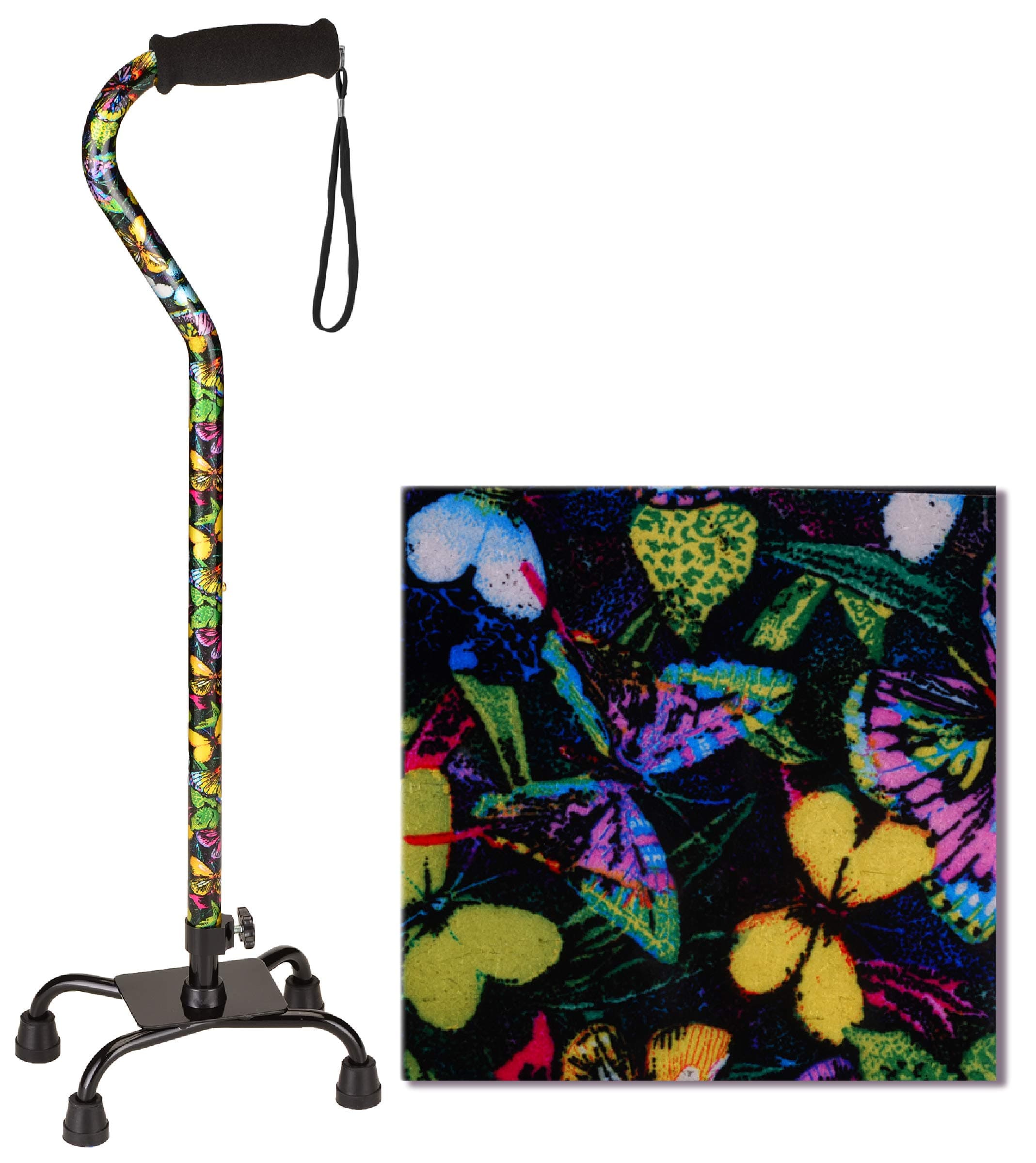 NOVA Designer Quad Cane, Lightweight Four Legged Cane with Soft Grip Handle, ...