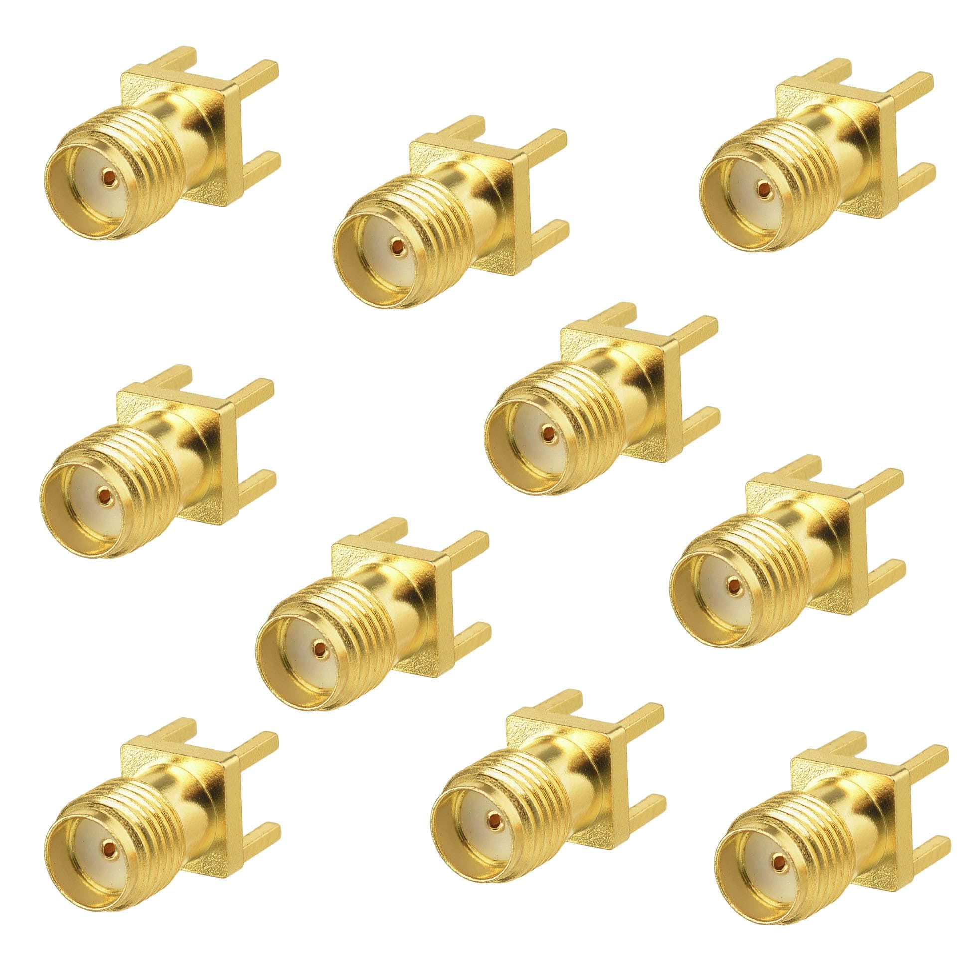 wlaniot 10pcs SMA Female PCB Panel Edge Mount Connector Straight Solder RF Coaxial Adapter Vertical Thru Hole Goldplated