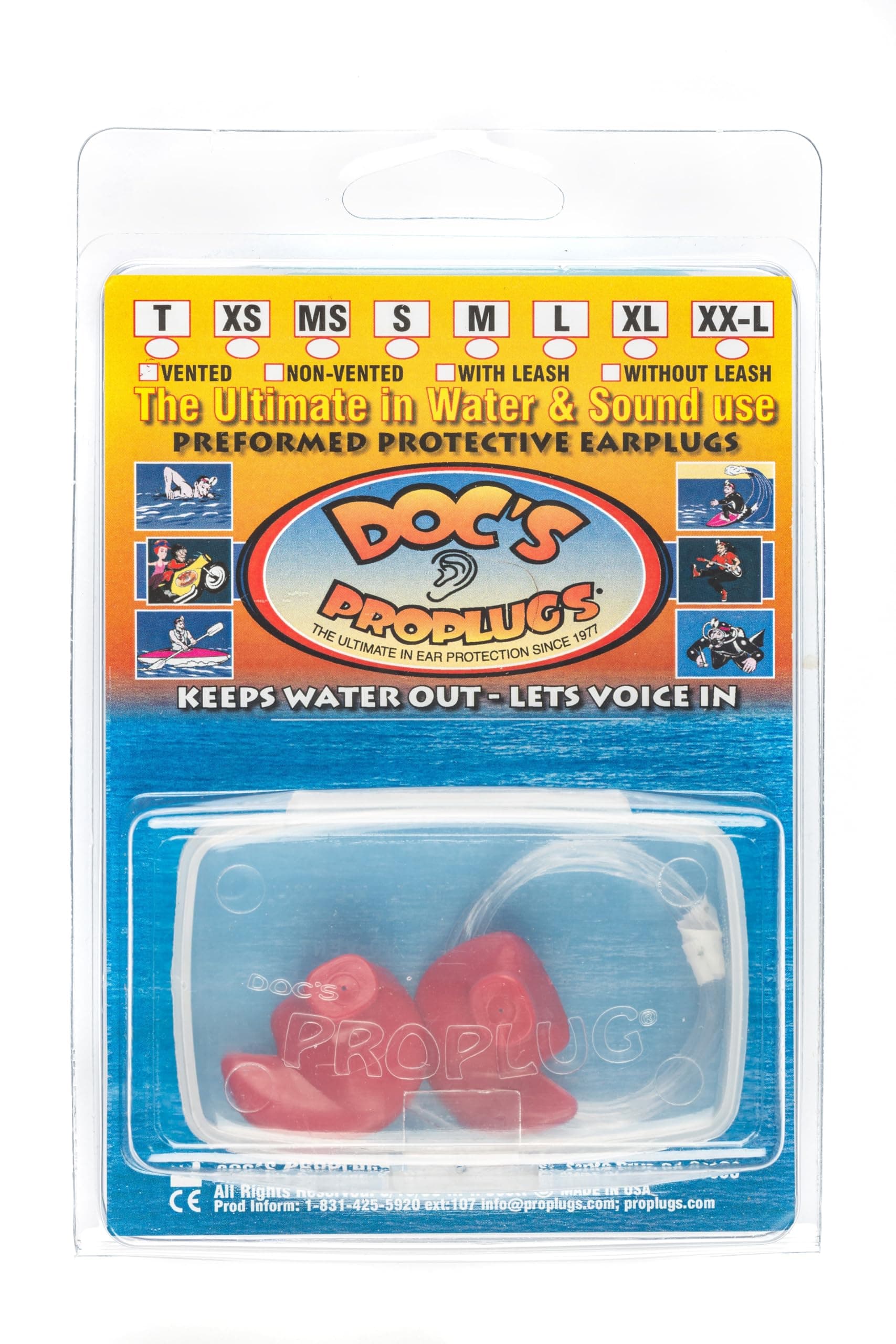 Proplugs Vented Ear Plug Red w/Leash Size Medium