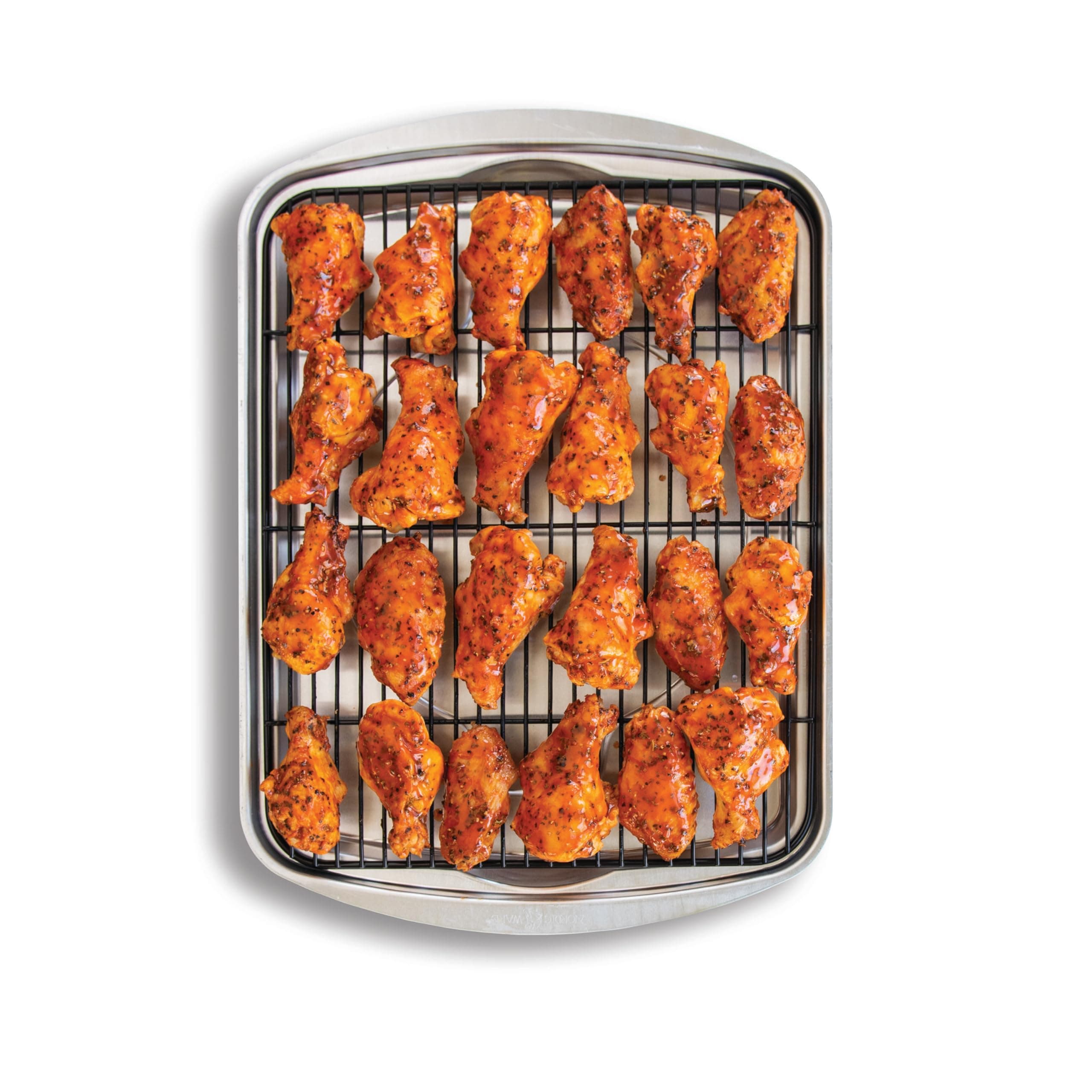 Oven Crisp Baking Tray 2pc Set Includes Pan and Rack; Natural Aluminum For Air Frying, Crisping, Broiling, Baking; Cooking Surface 17 x 12 Inches