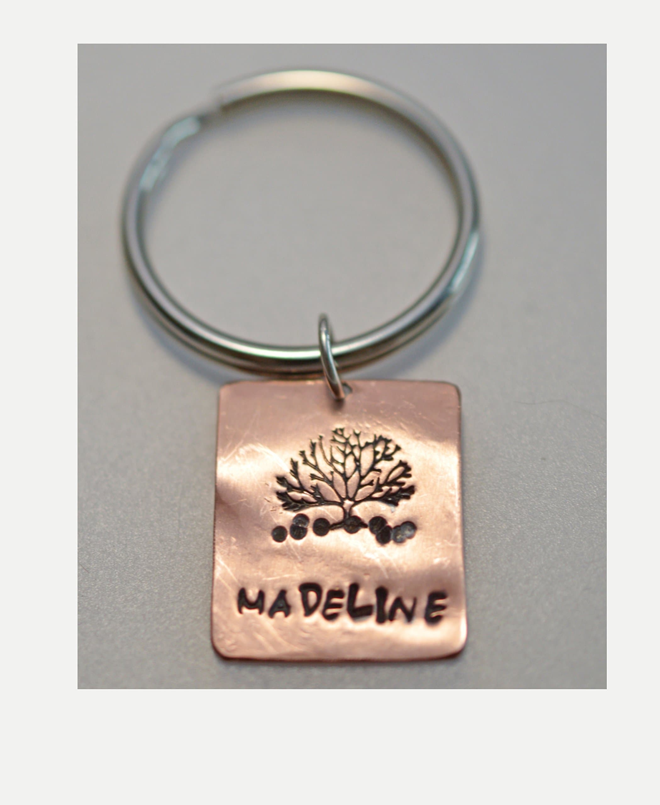 Personalized Key Chain with Persons name Tree of Life Customize Stamped Copper Name