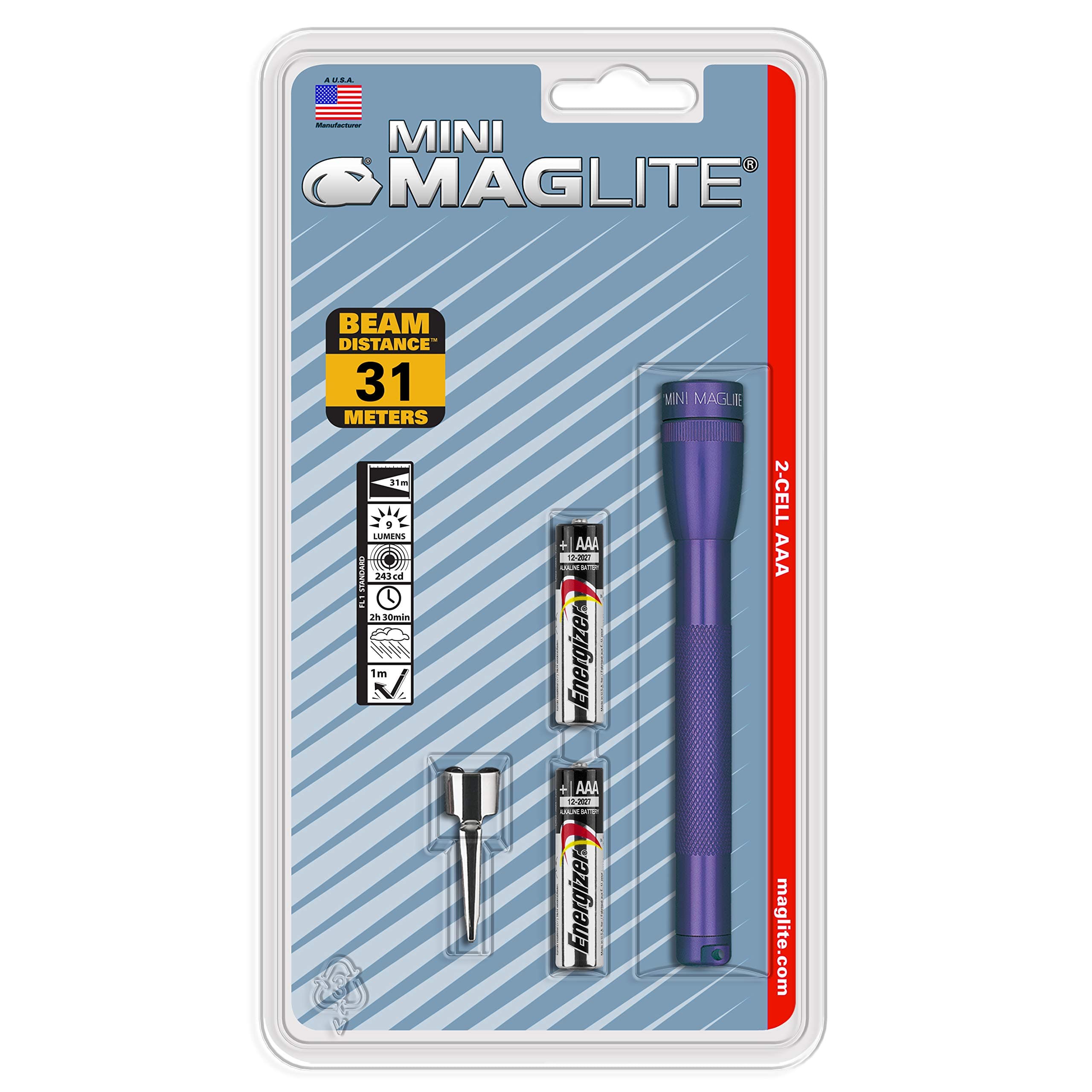 MagLiteMini Incandescent 2-Cell AAA Flashlight, Purple