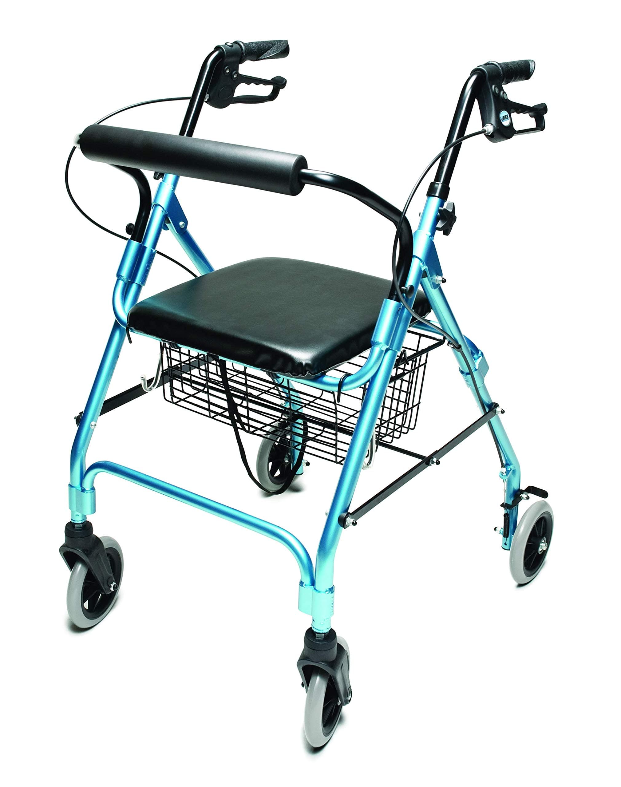 Lumex Walkabout Lite Rollator – Lightweight 14.5 lb. Rolling Walker with Seat for Seniors, Aqua