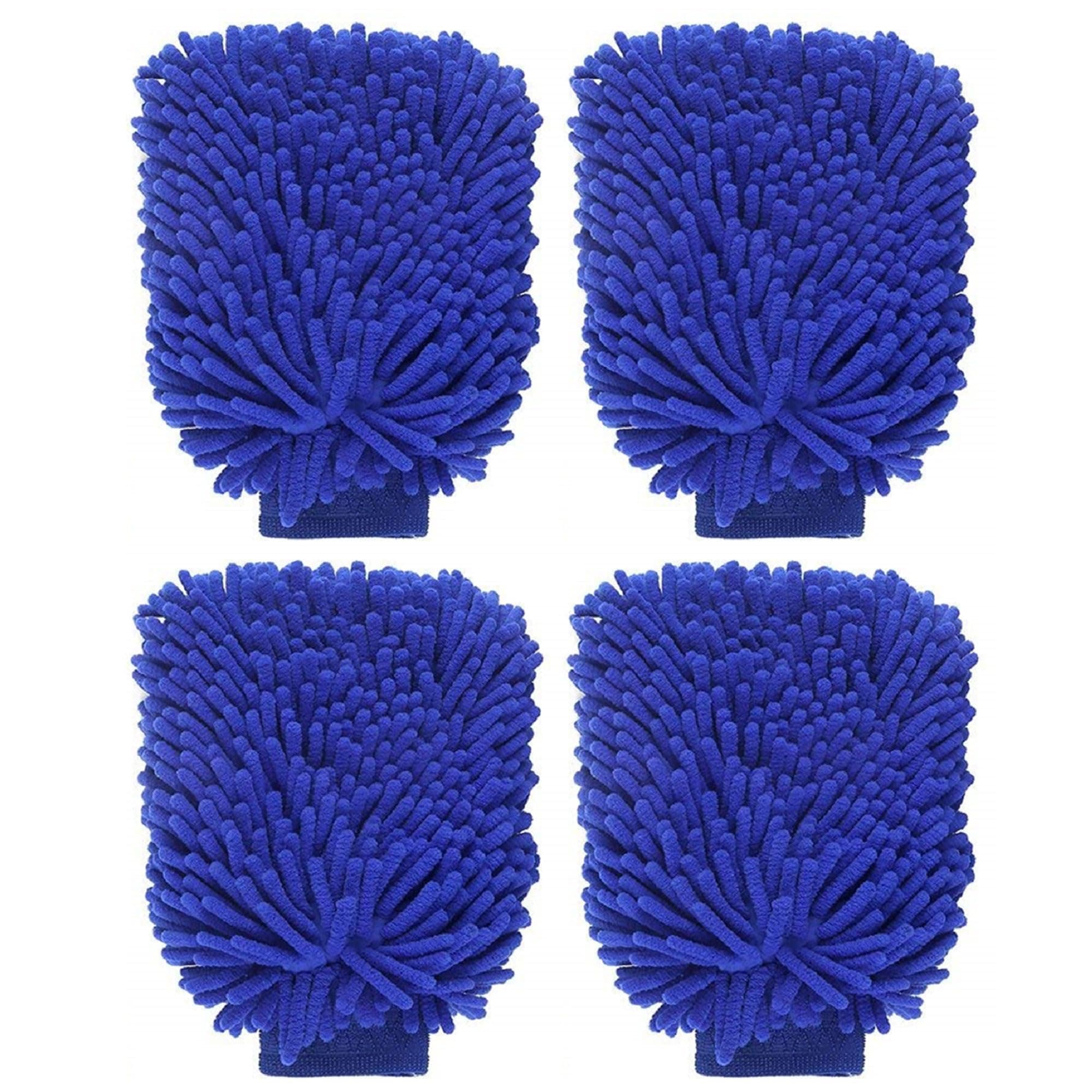 ALOUD CREATIONS 4 Pc Double Sided Microfiber Cleaning Gloves | Car Wash Mitt for Cleaning and Dusting | Chenille Mitt Cleaning Gloves | Extra Large, Professional Grade | Multi Colour