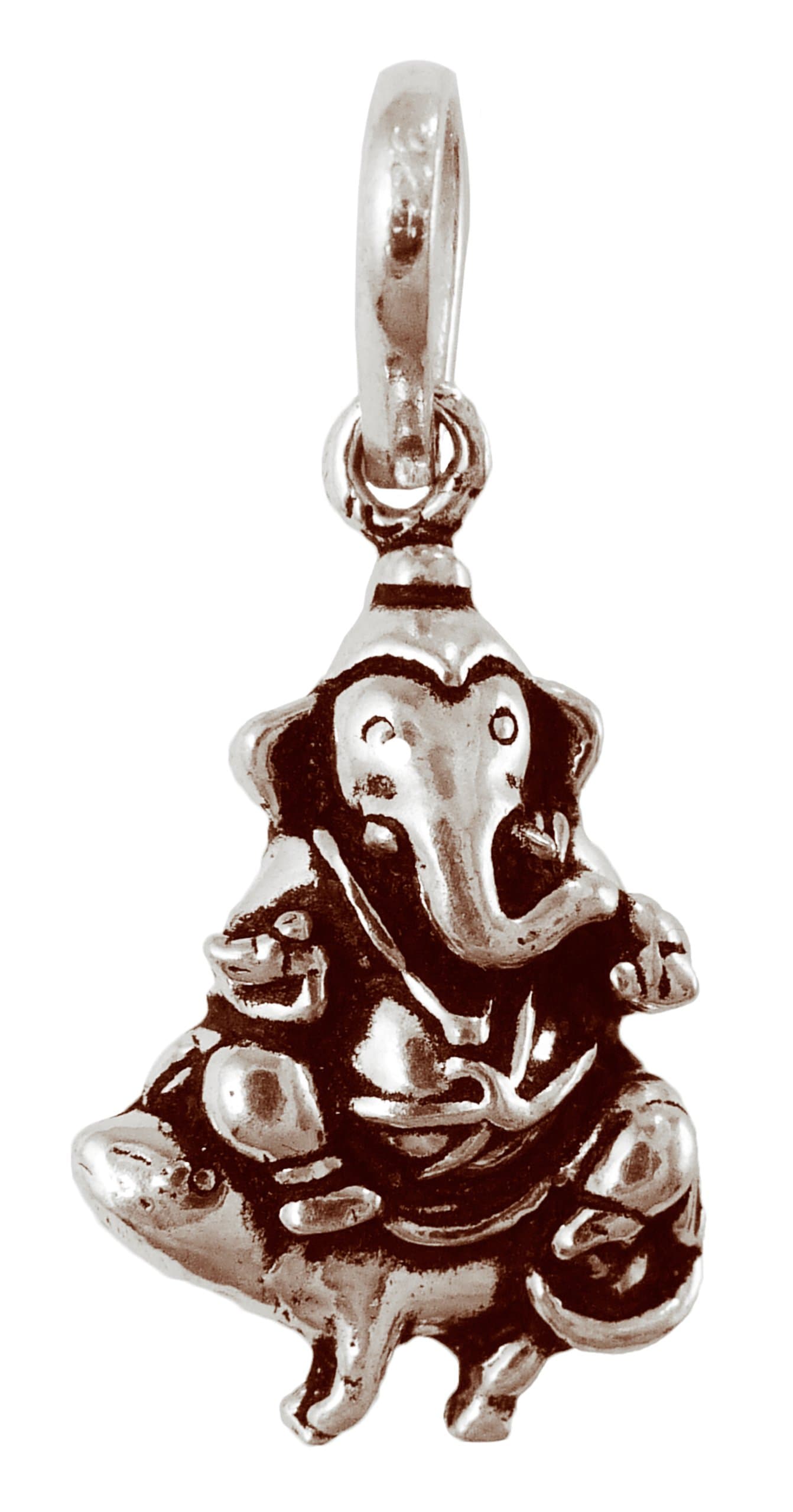 BrajaGanesh Pendant Elaborate Sterling Silver 1" Length