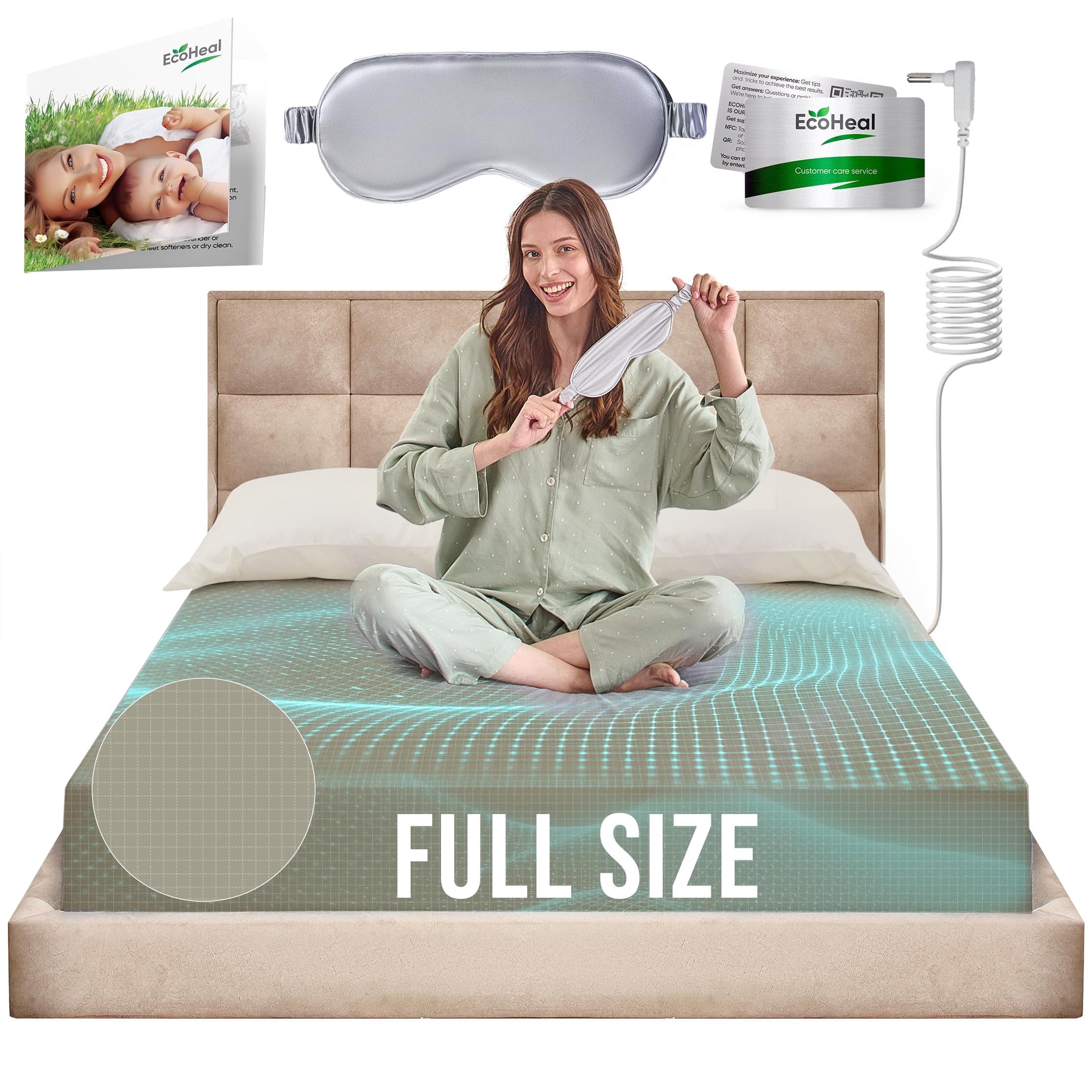 Earth Grounding Sheets Full Size with 12% Silver Fiber & 4% Silk & 84% Cotton - Green - Quality Certified Grounded Well Bed Sheet - Conductive Fitted Sheet for Better Sleep