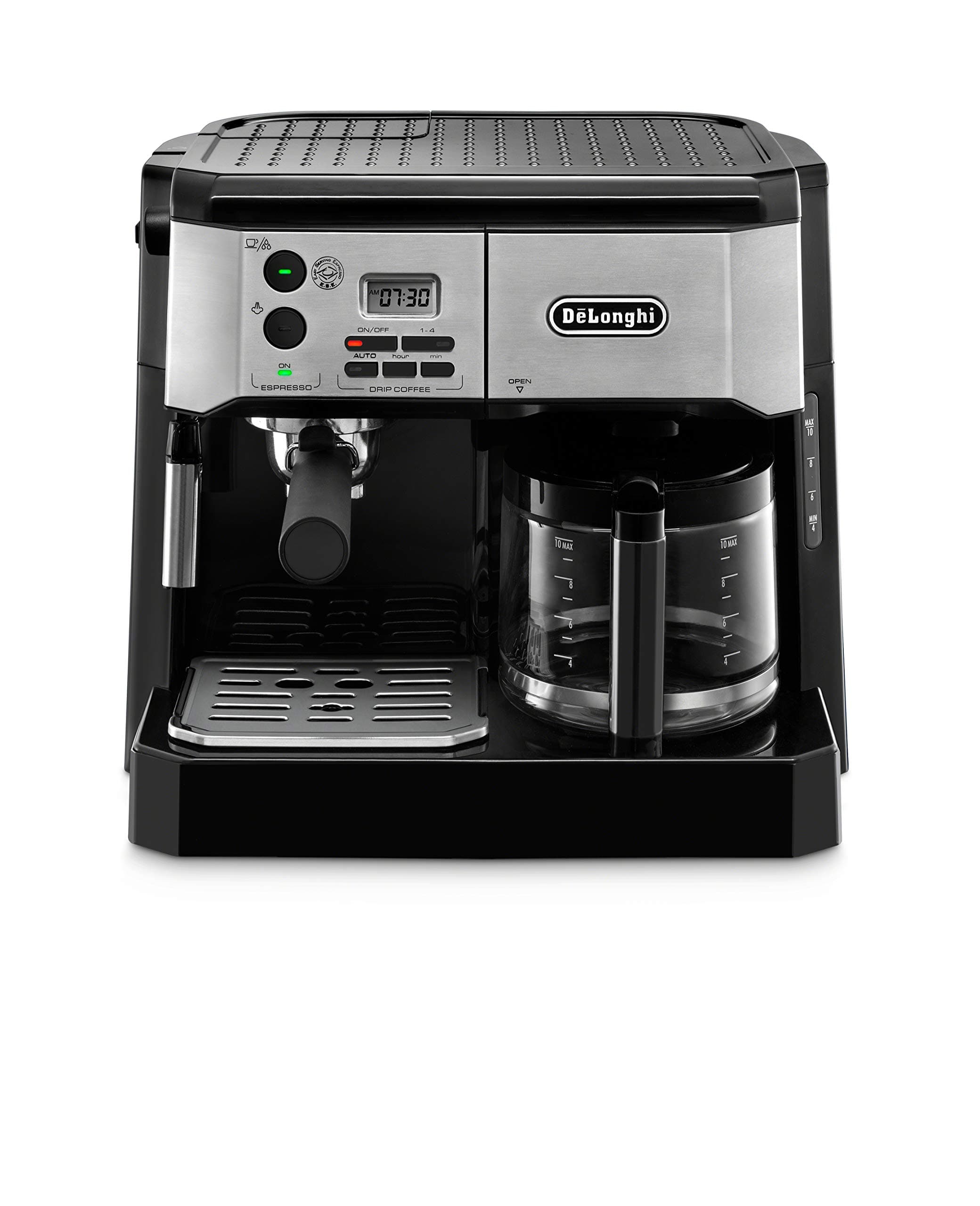 De'Longhi BCO430BM All-in-One Combination Maker & Espresso Machine + Advanced Milk Frother for Cappuccino, Latte & Macchiato + Glass Coffee Pot 10-Cup