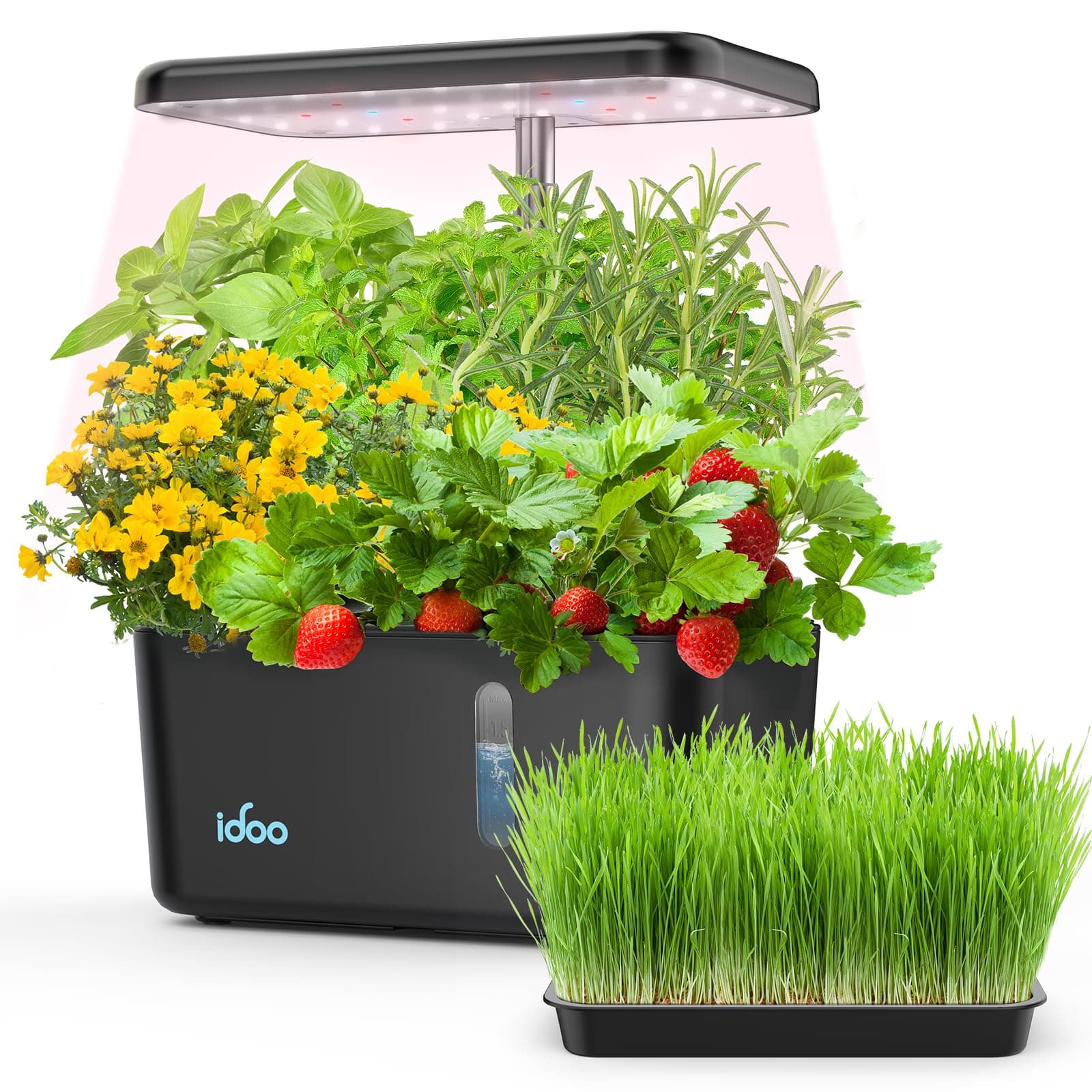 iDOO Hydroponics Growing System with Sprouter Tray, Small Indoor Herb Garden, Auto Timing LED Growth Light, Smart Garden, Pump System, Hydroponic Indoor Garden Up to 11.81"