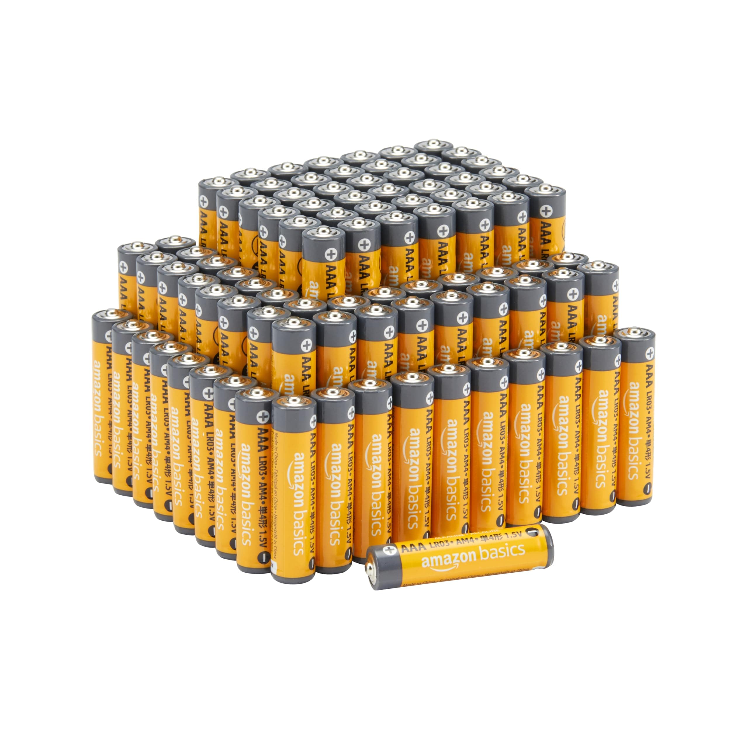 Amazon Basics AAA Long-Lasting Alkaline Batteries, 100-Count, 1.5 Volt, 10-Year Shelf Life, Reliable for Multiple Devices