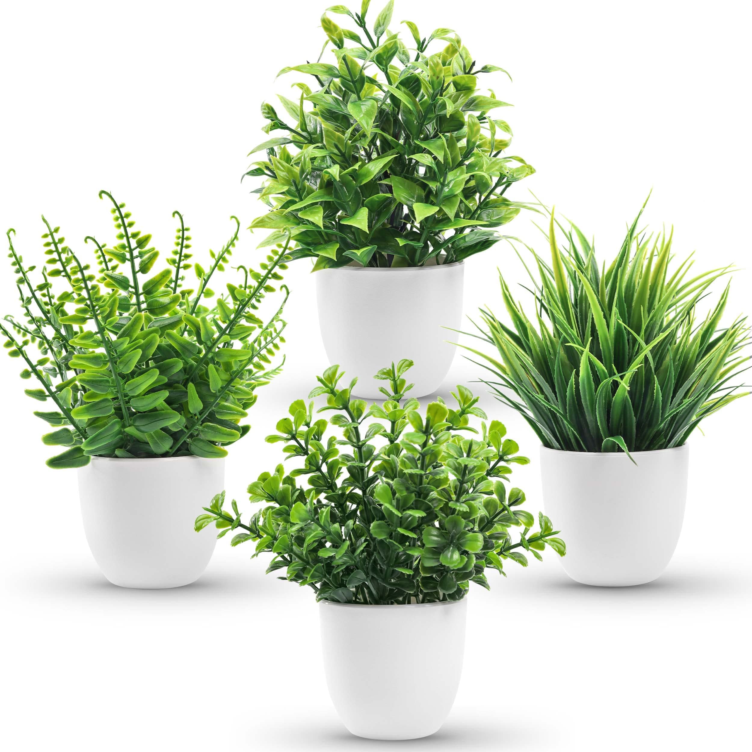 - 4 Pack Fake Plants Small Artificial Faux Potted Plants for Living Room Home Office Farmhouse Bathroom Kitchen Decor Indoor