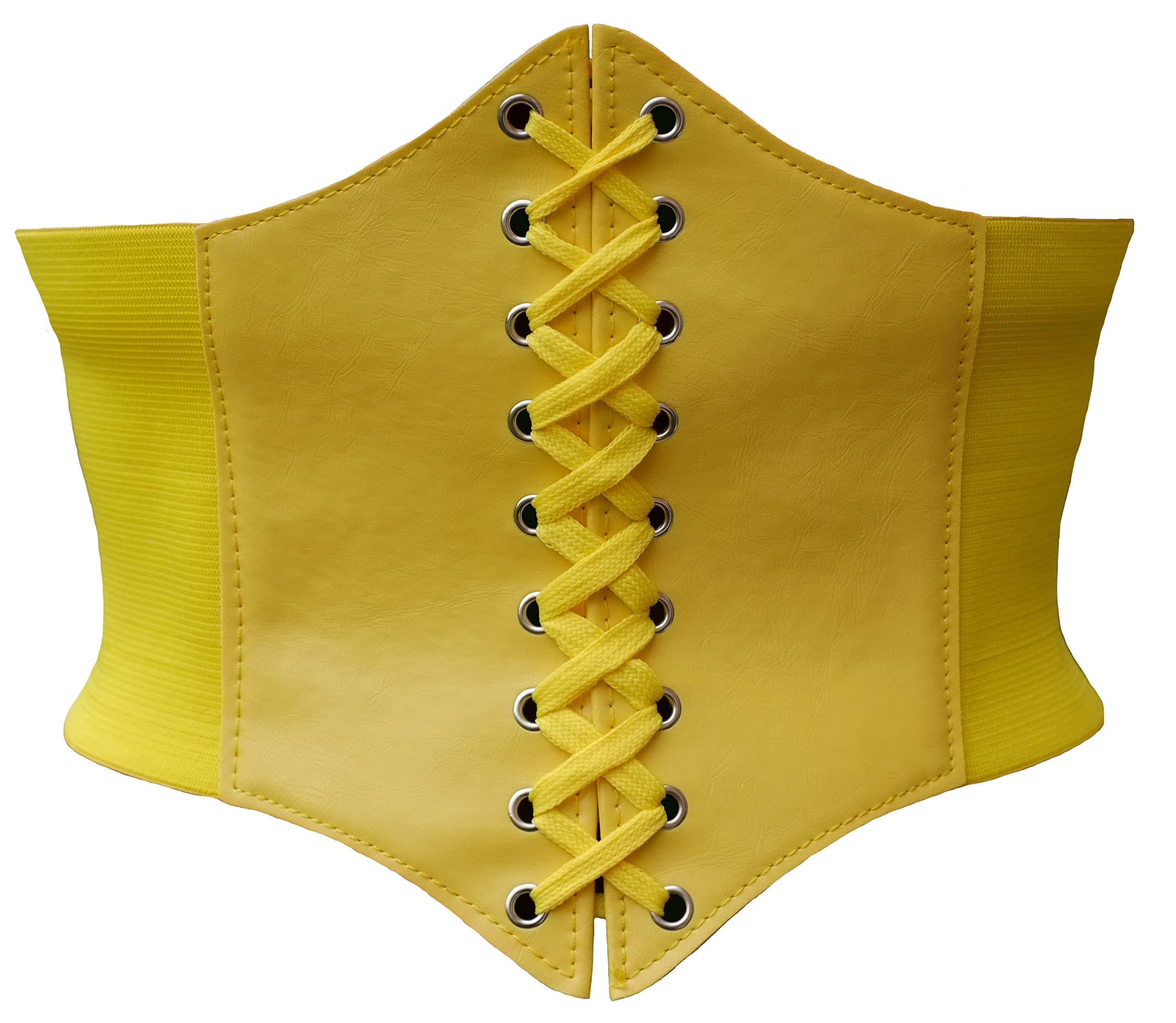 ELASTIC CINCHED WIDE CORSET BELT (Small, Yellow)