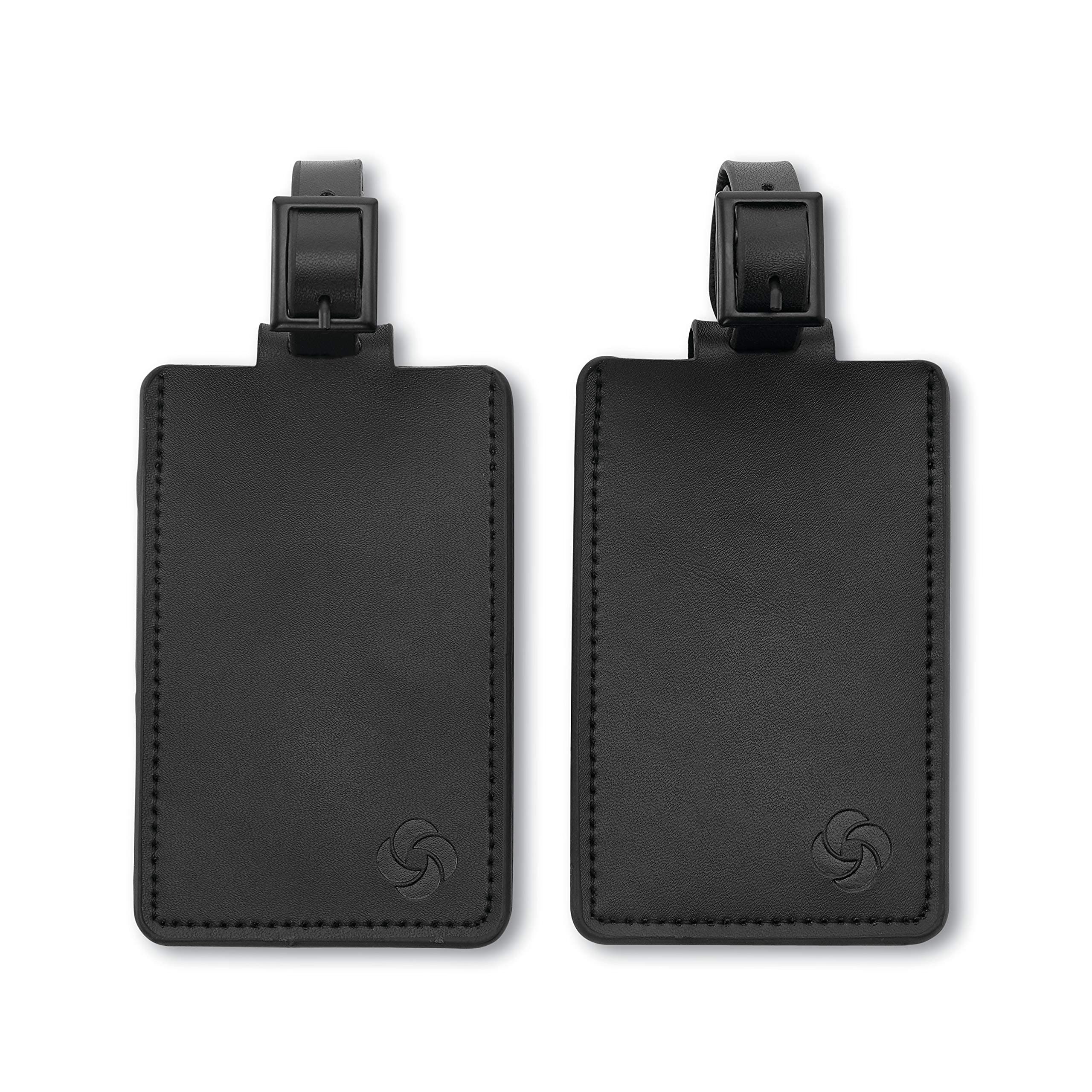 2-Pack Leather Luggage ID Tag, Black Logo