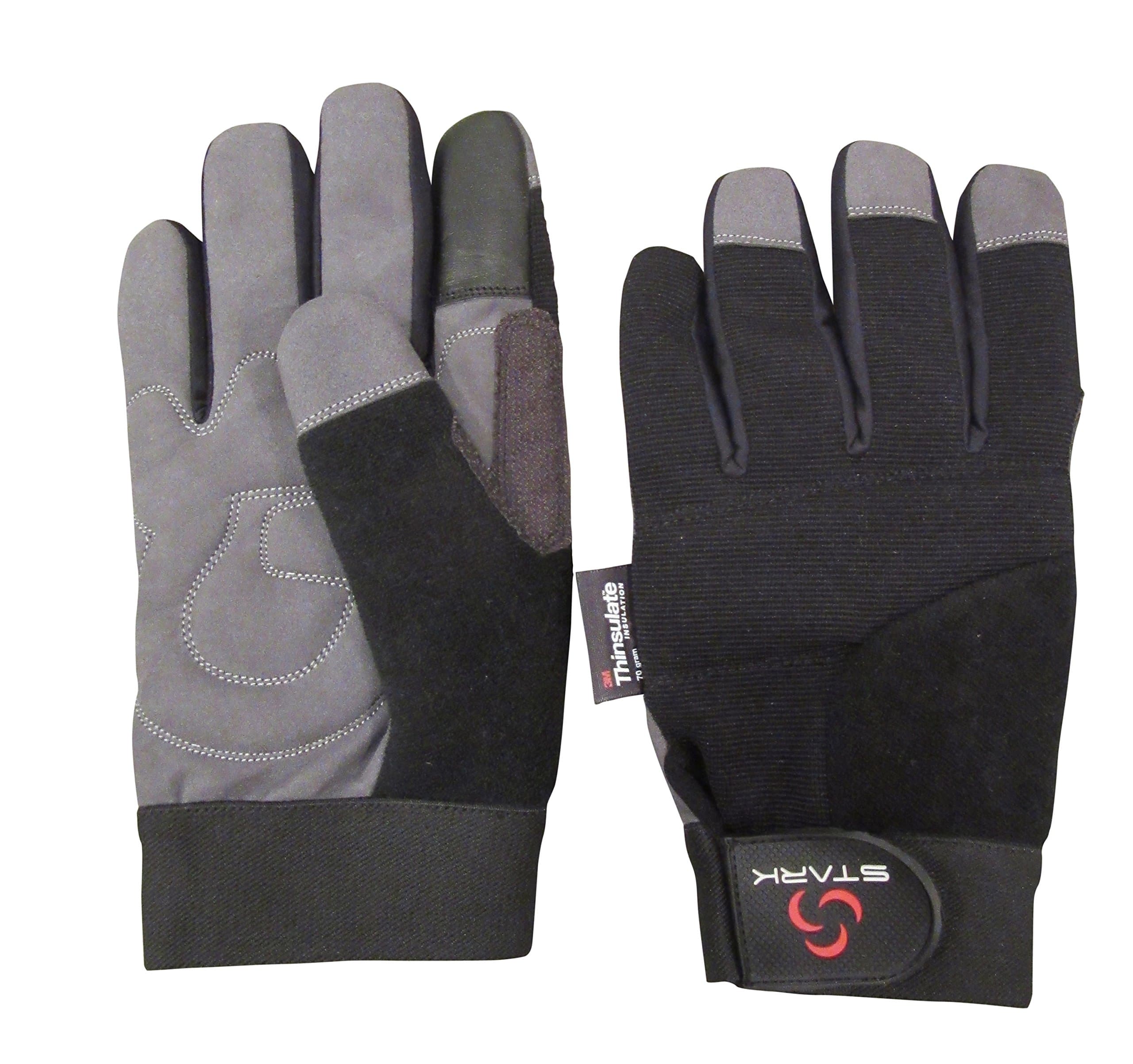 Stark Winter Work Gloves - Skiing, Snowmobiling, Construction, Mechanic Gloves (Large, Black)