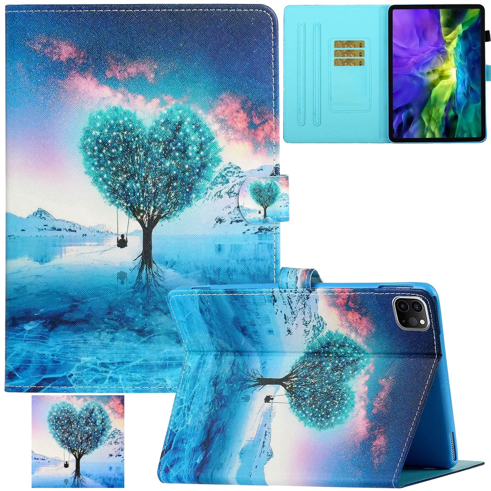 Artyond Case for iPad Pro 11 inch, Full-Body Protective Folio Card Slots Cover with Smart Auto Sleep/Wake Case for iPad Pro 11 inch 2021, 2020 & 2018 (3rd, 2nd, 1st Generation) (Love Tree)