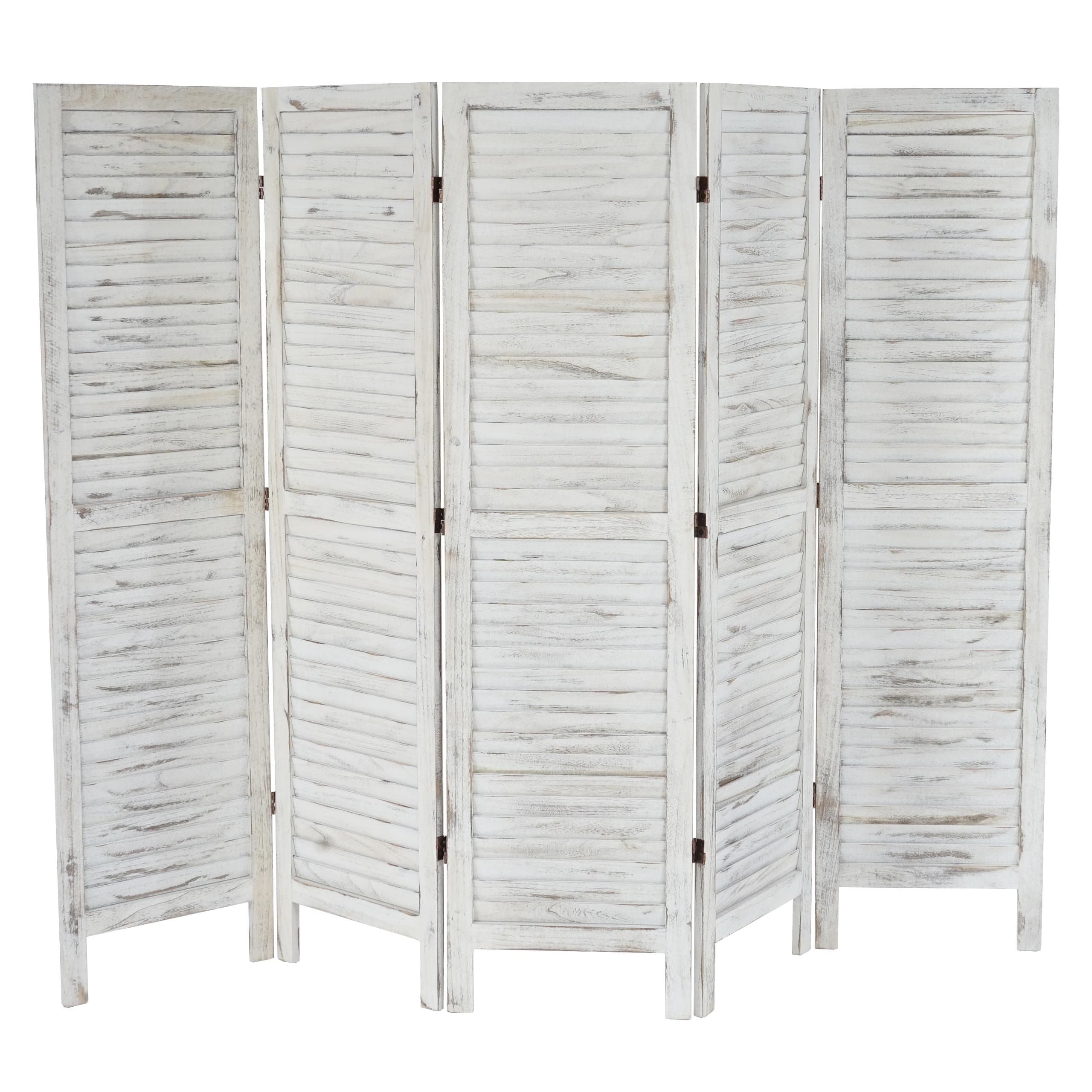 Mendler Screen Room Divider 170 x 228 x 2 cm, Shabby-Look, Vintage~White