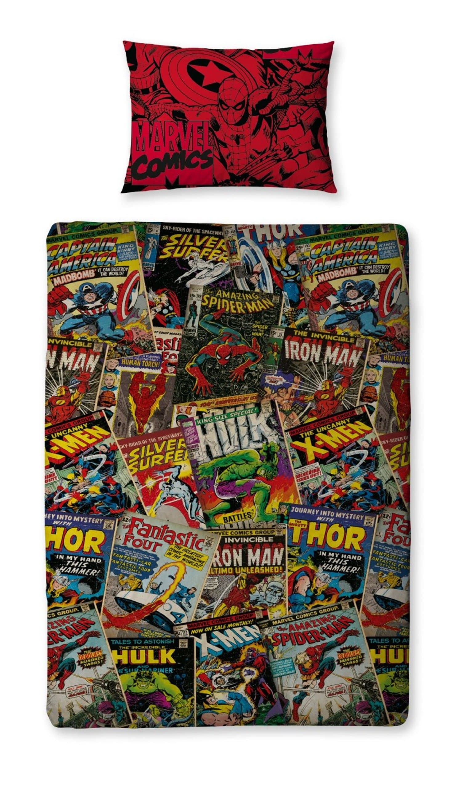 Character World Disney Marvel Comics Single Rotary Duvet Set, Multi-Color
